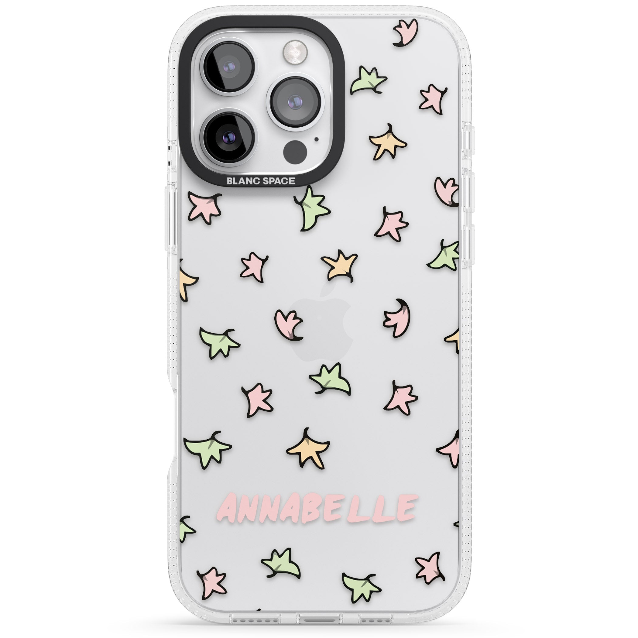 Personalised Heartstopper Leaves Pattern iPhone 16 Pro Max / 16 Pro Clear Case Impact Air - Blanc Space