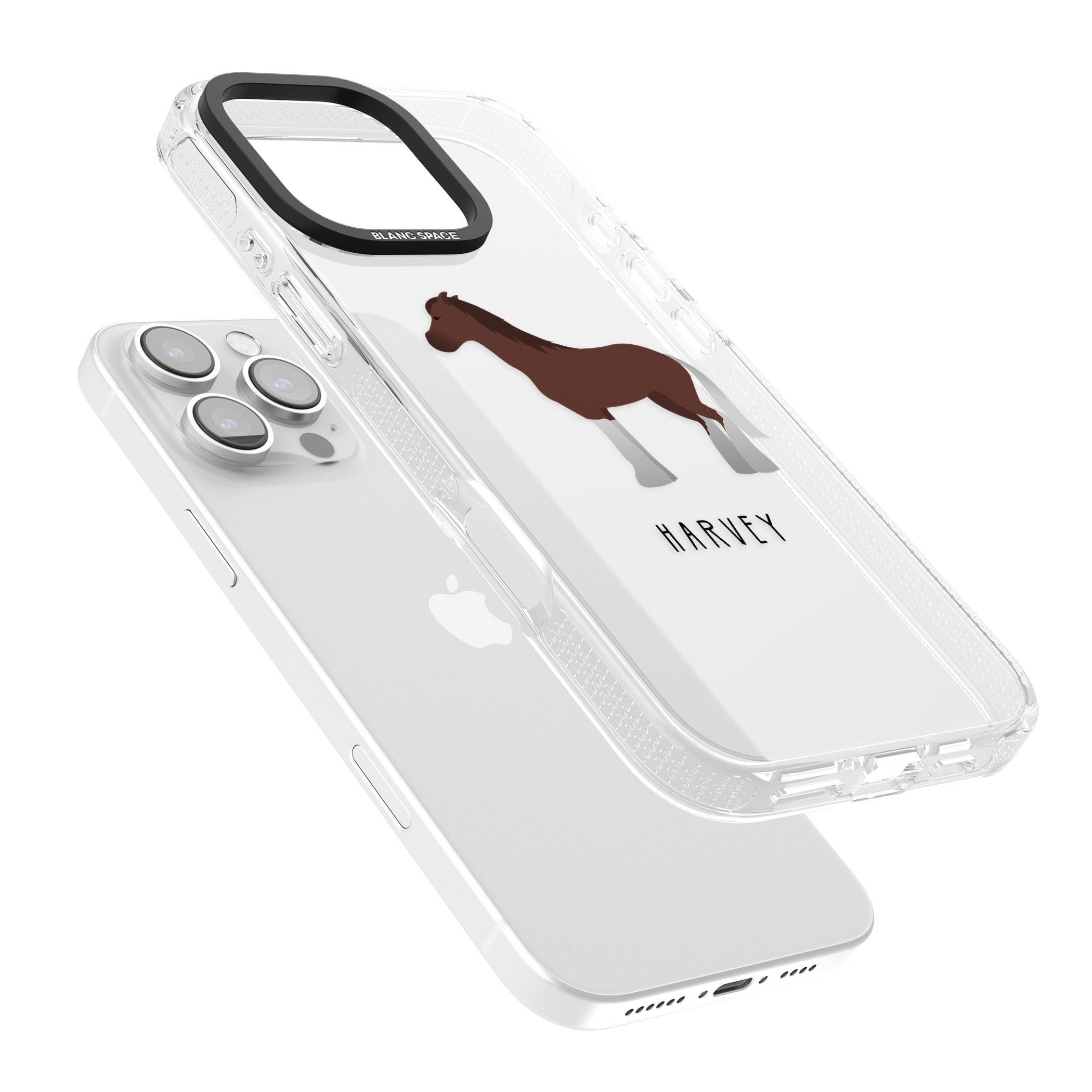 Personalised Brown Horse iPhone 16 Pro Max / 16 Pro Clear Case Impact Air - Blanc Space