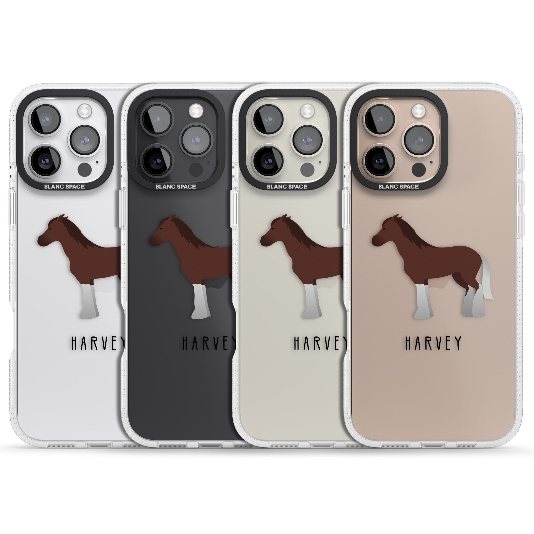 Personalised Brown Horse iPhone 16 Pro Max / 16 Pro Clear Case Impact Air - Blanc Space