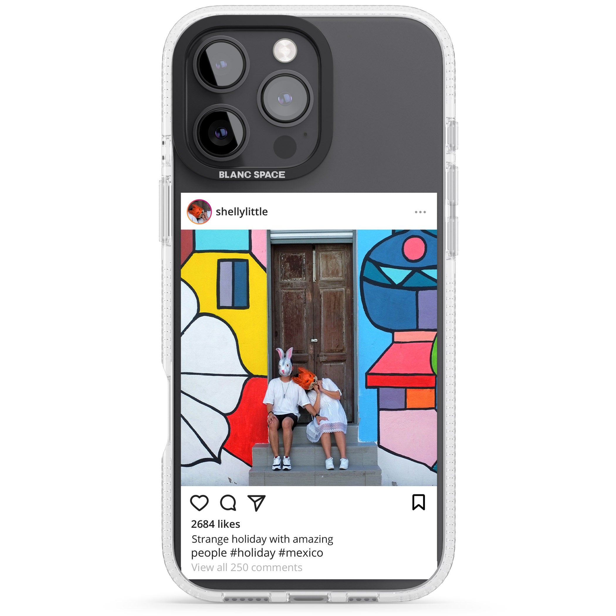 Personalised Instagram iPhone 16 Pro Max / 16 Pro Clear Case Impact Air - Blanc Space