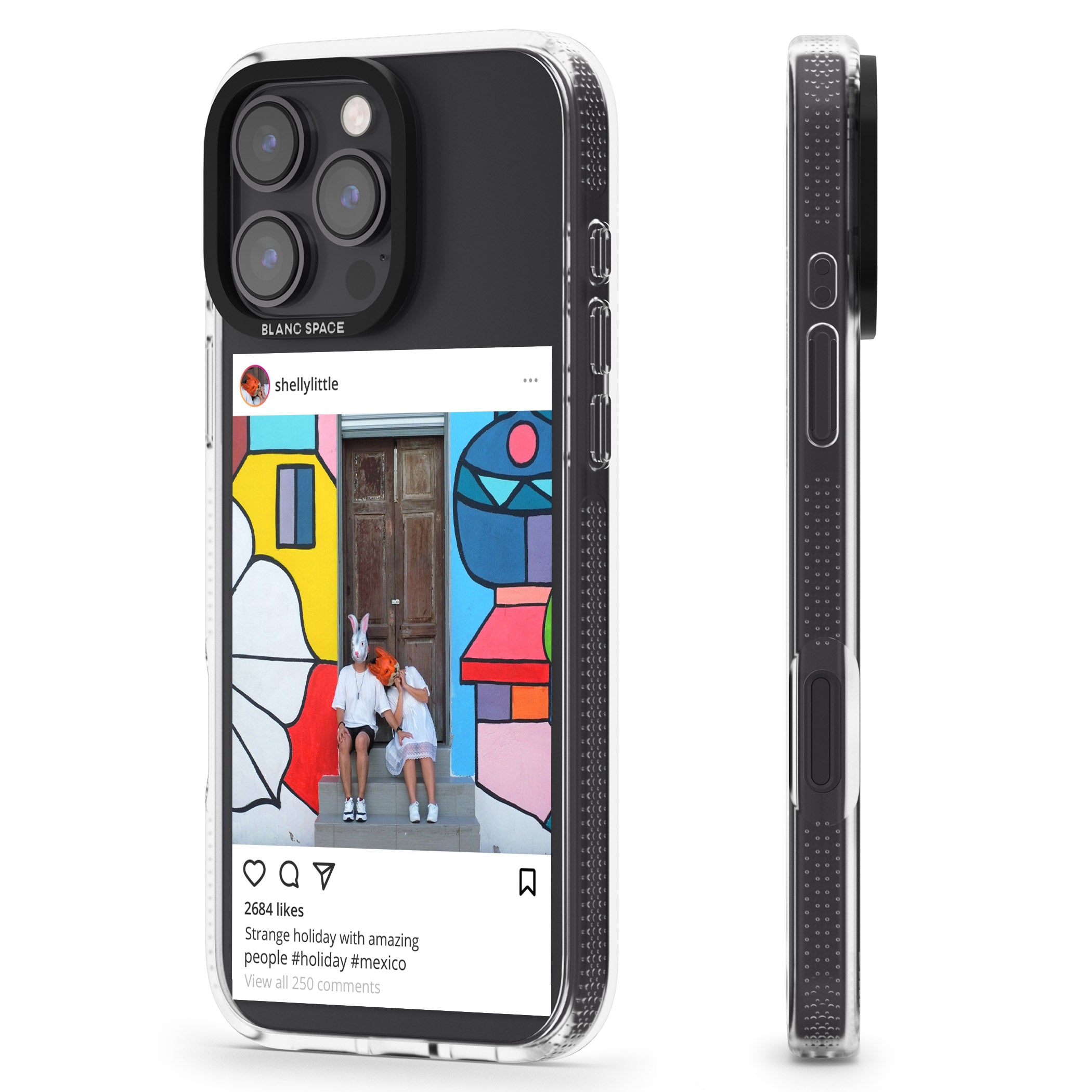 Personalised Instagram iPhone 16 Pro Max / 16 Pro Clear Case Impact Air - Blanc Space