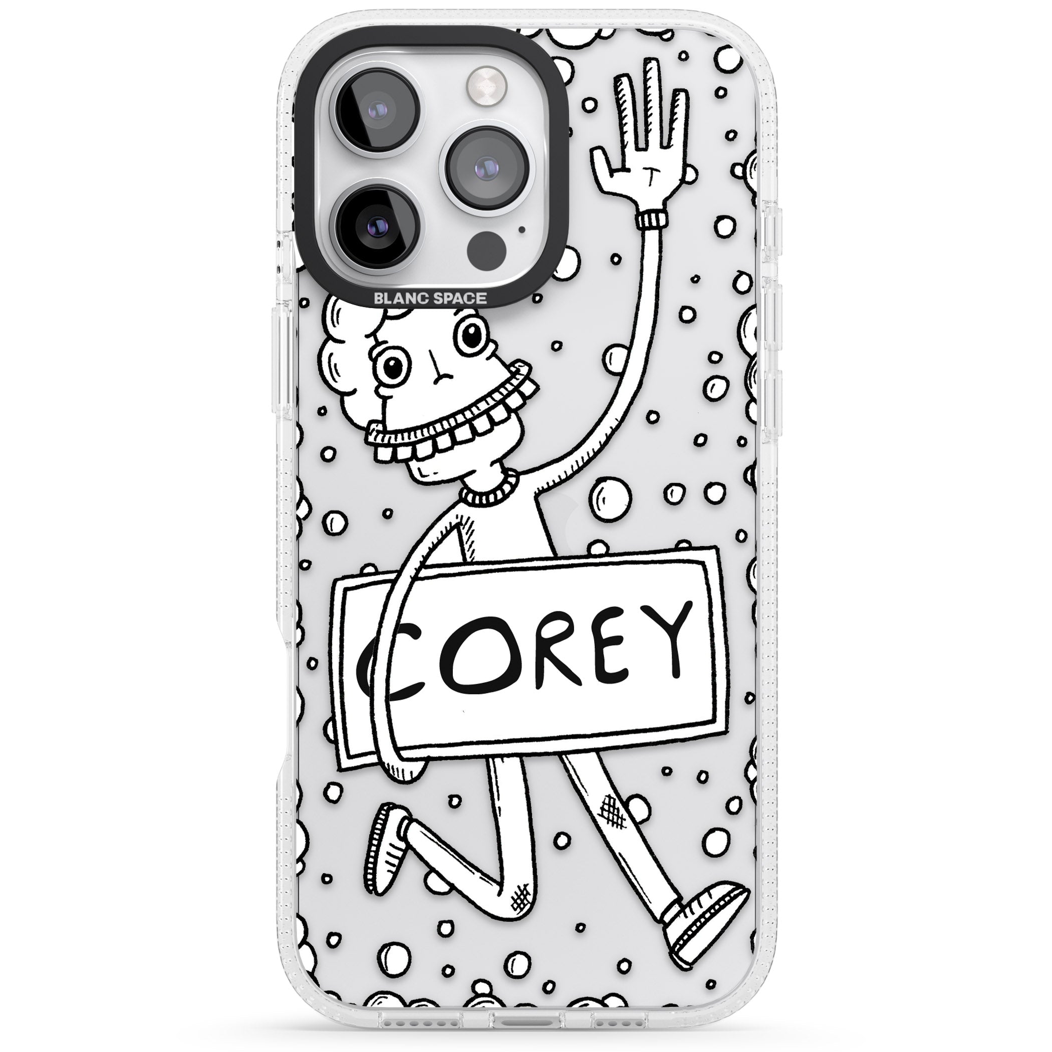 Personalised Banner Boy iPhone 16 Pro Max / 16 Pro Clear Case Impact Air - Blanc Space