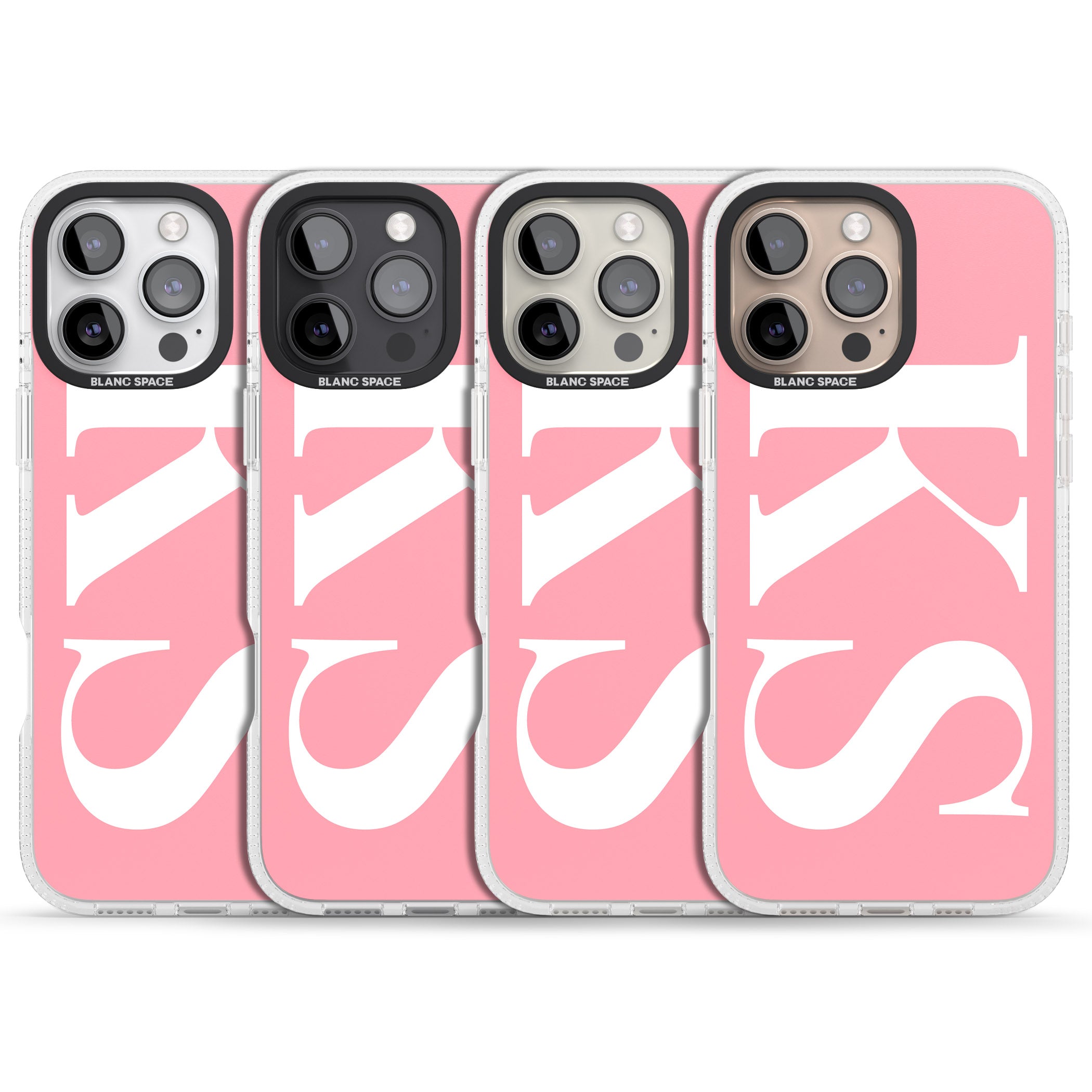 Personalised White & Pink Letters iPhone 16 Pro Max / 16 Pro Clear Case Impact Air - Blanc Space