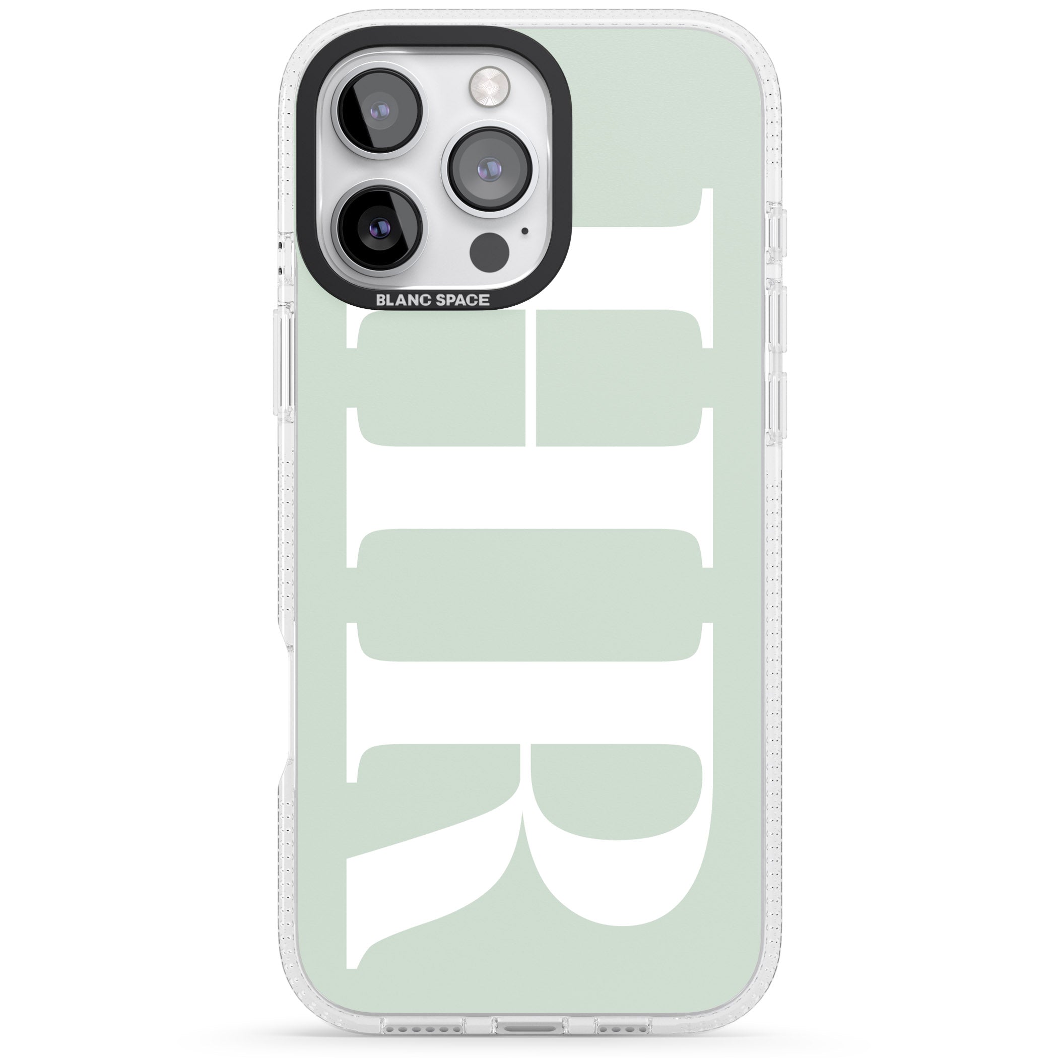 Personalised White & Seafoam Green Personalised iPhone 16 Pro Max / 16 Pro Clear Case Impact Air - Blanc Space