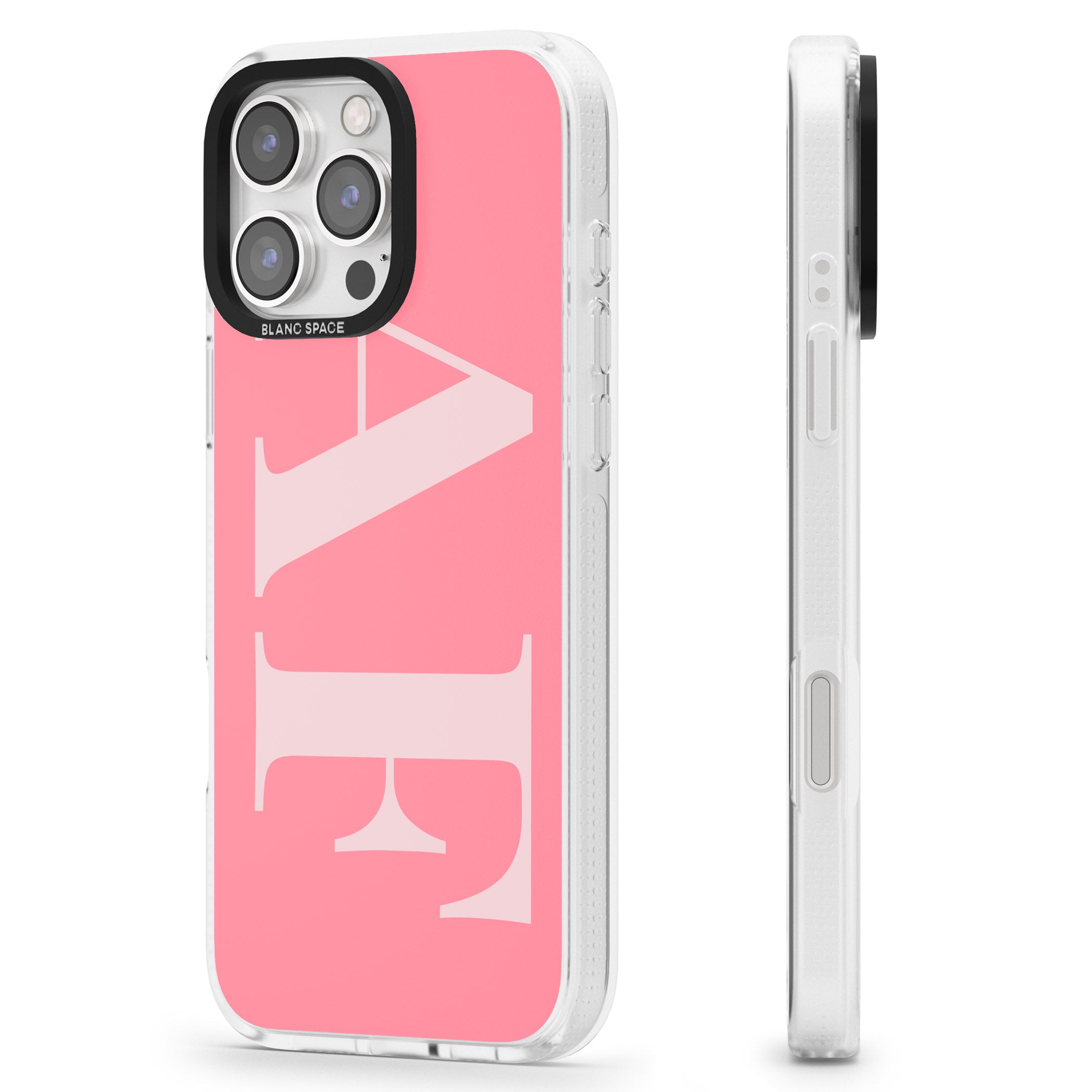 Personalised Light & Dark Pink Personalised iPhone 16 Pro Max / 16 Pro Clear Case Impact Air - Blanc Space