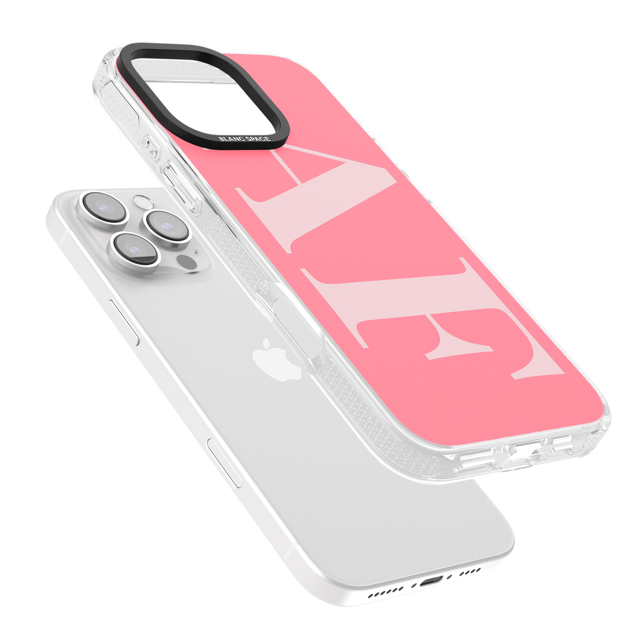 Personalised Light & Dark Pink Personalised iPhone 16 Pro Max / 16 Pro Clear Case Impact Air - Blanc Space