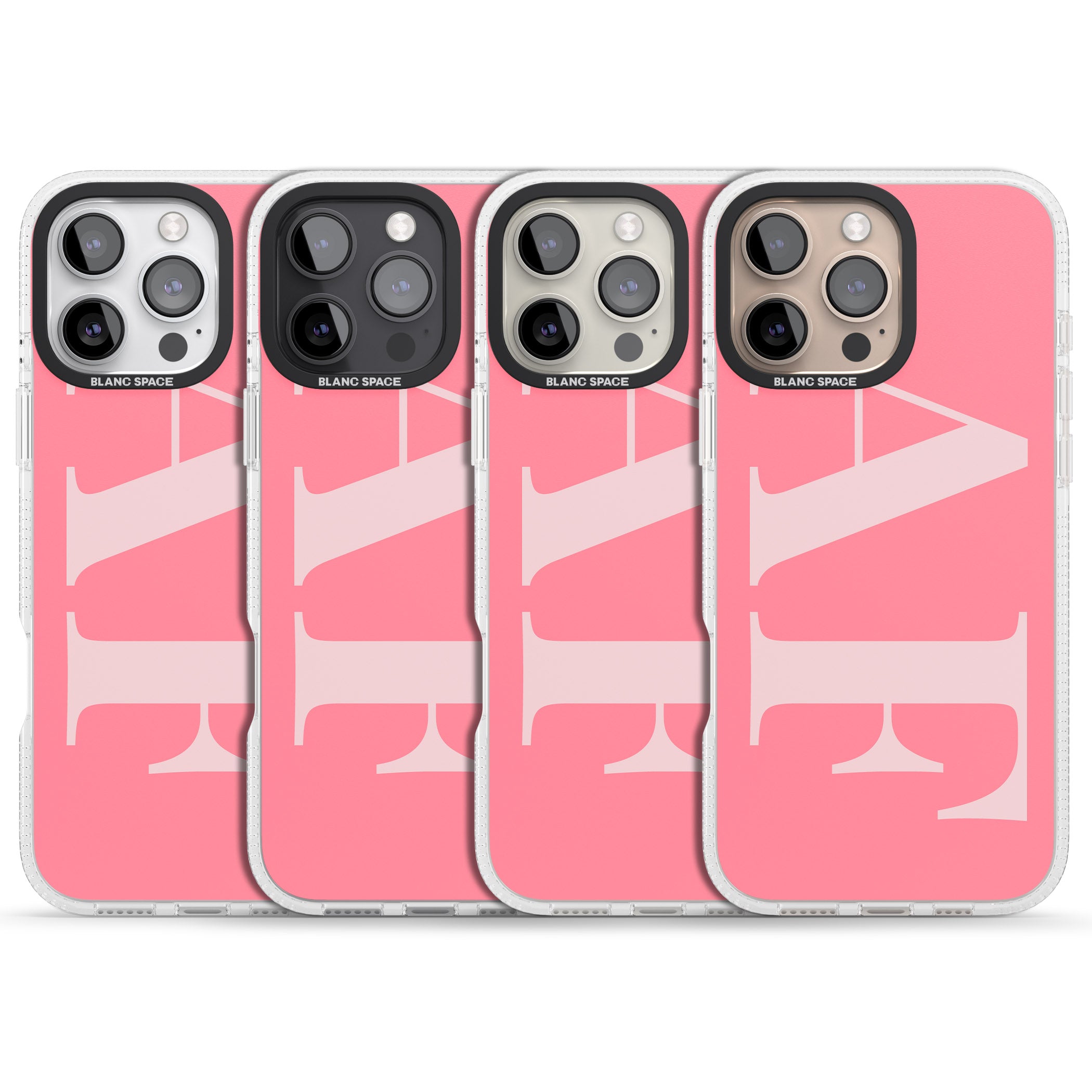Personalised Light & Dark Pink Personalised iPhone 16 Pro Max / 16 Pro Clear Case Impact Air - Blanc Space