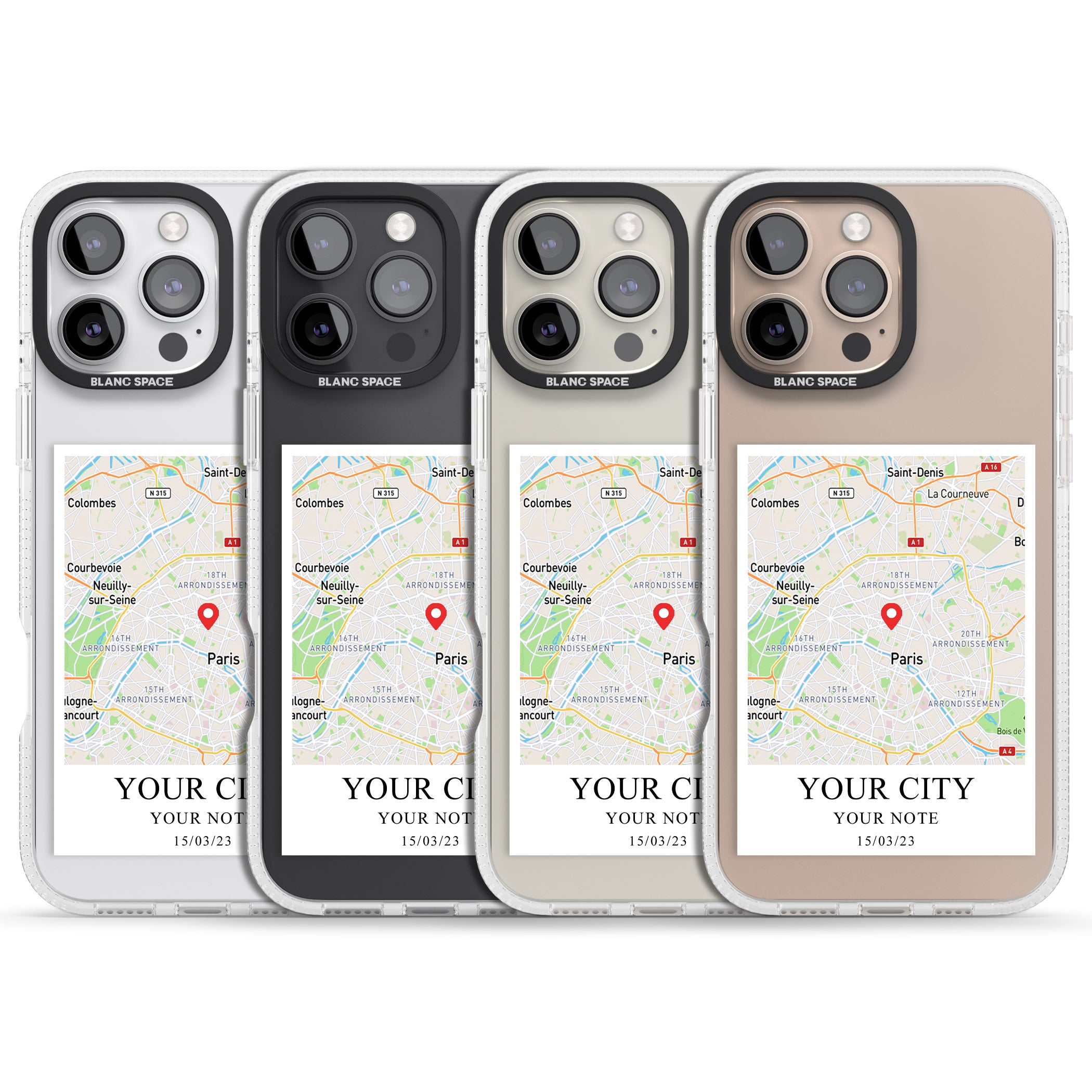 Personalised World Map iPhone 16 Pro Max / 16 Pro Clear Case Impact Air - Blanc Space