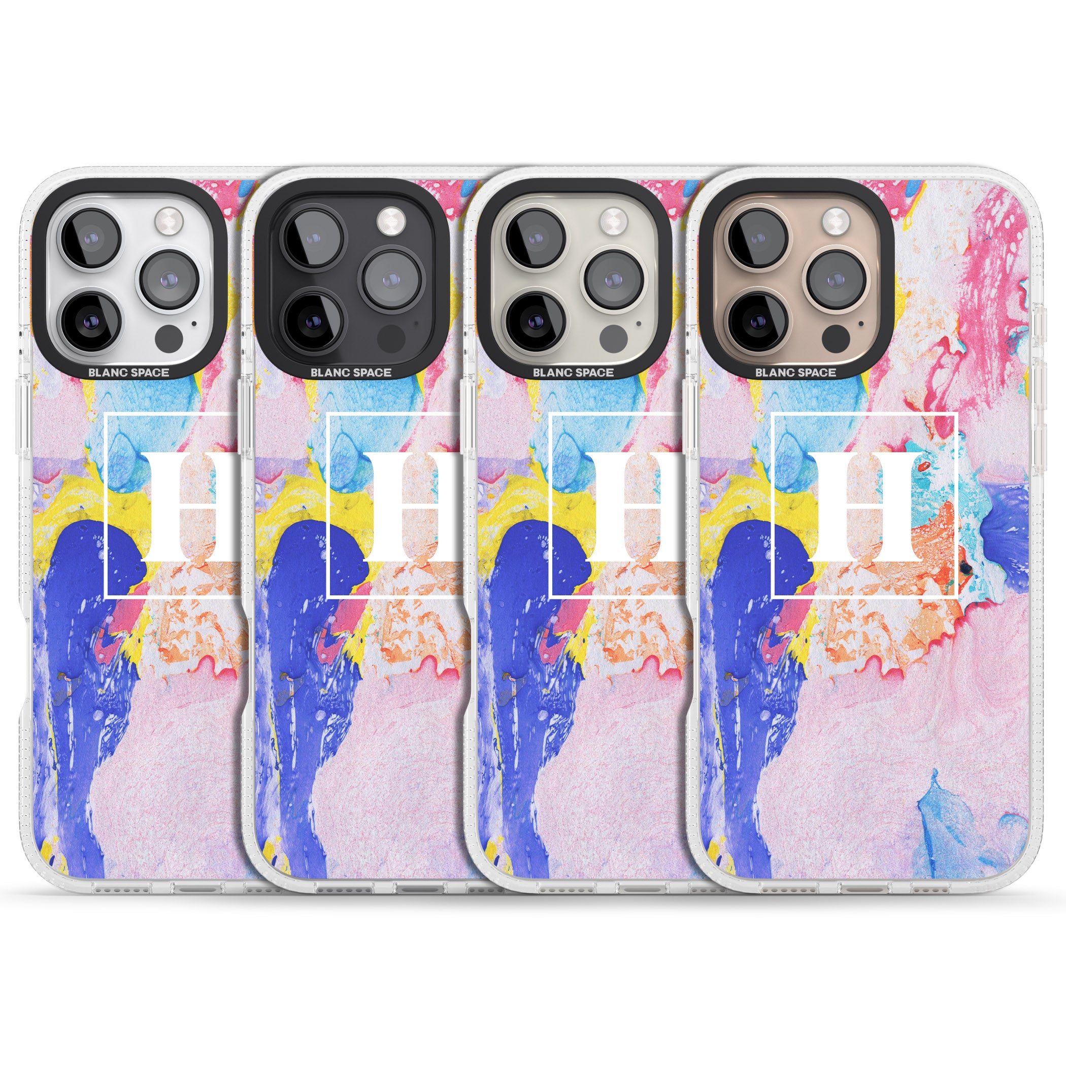 Personalised Mixed Pastels Marbled Paper iPhone 16 Pro Max / 16 Pro Clear Case Impact Air - Blanc Space