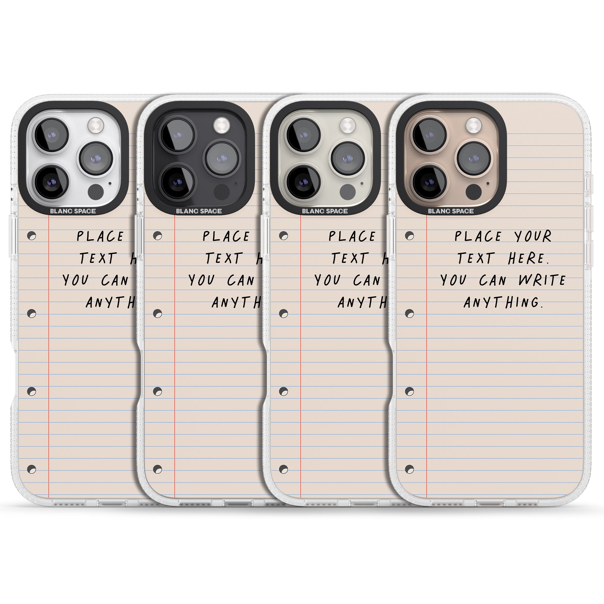 Personalised School Paper iPhone 16 Pro Max / 16 Pro Clear Case Impact Air - Blanc Space