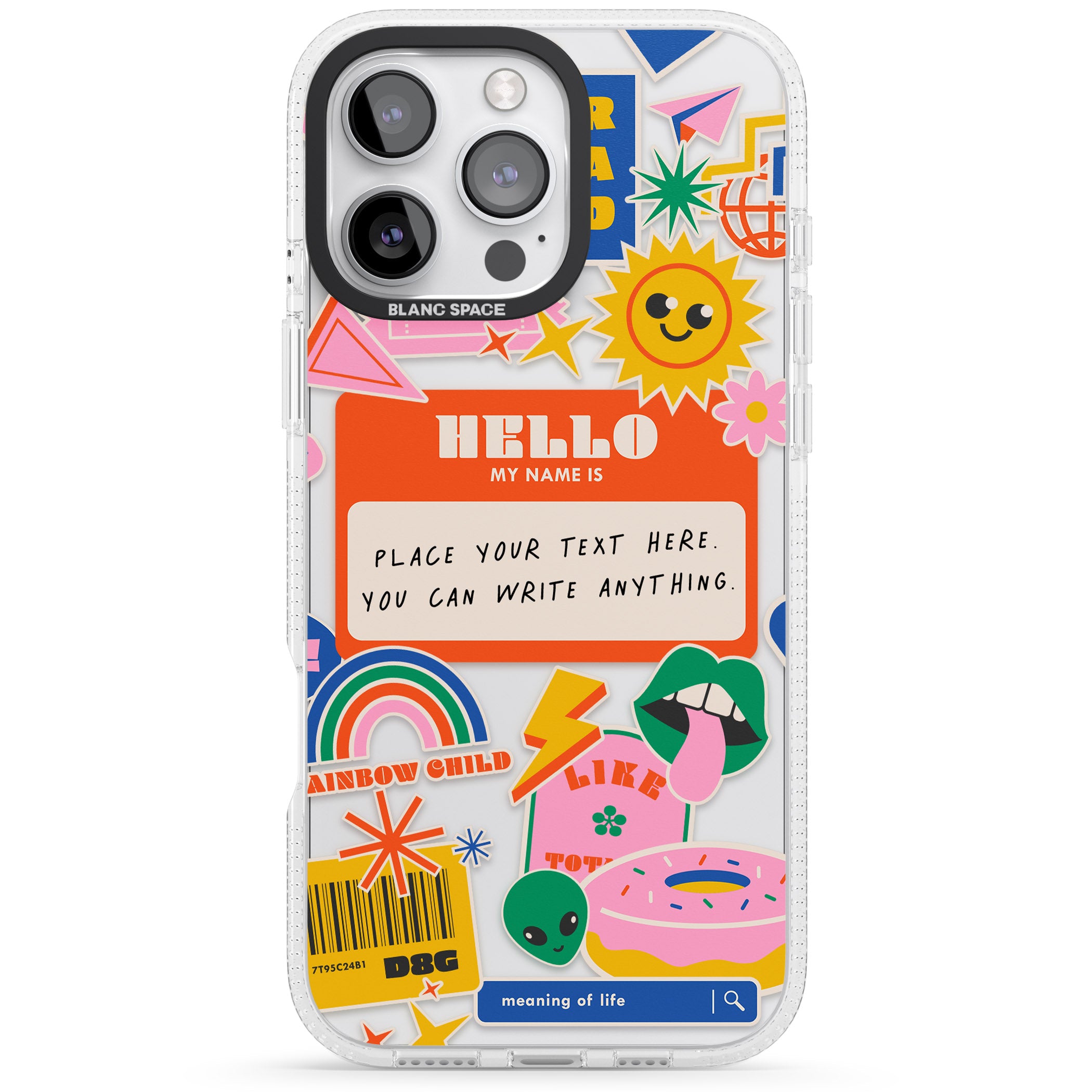 Personalised Nostalgia Sticker Mix #2 iPhone 16 Pro Max / 16 Pro Clear Case Impact Air - Blanc Space