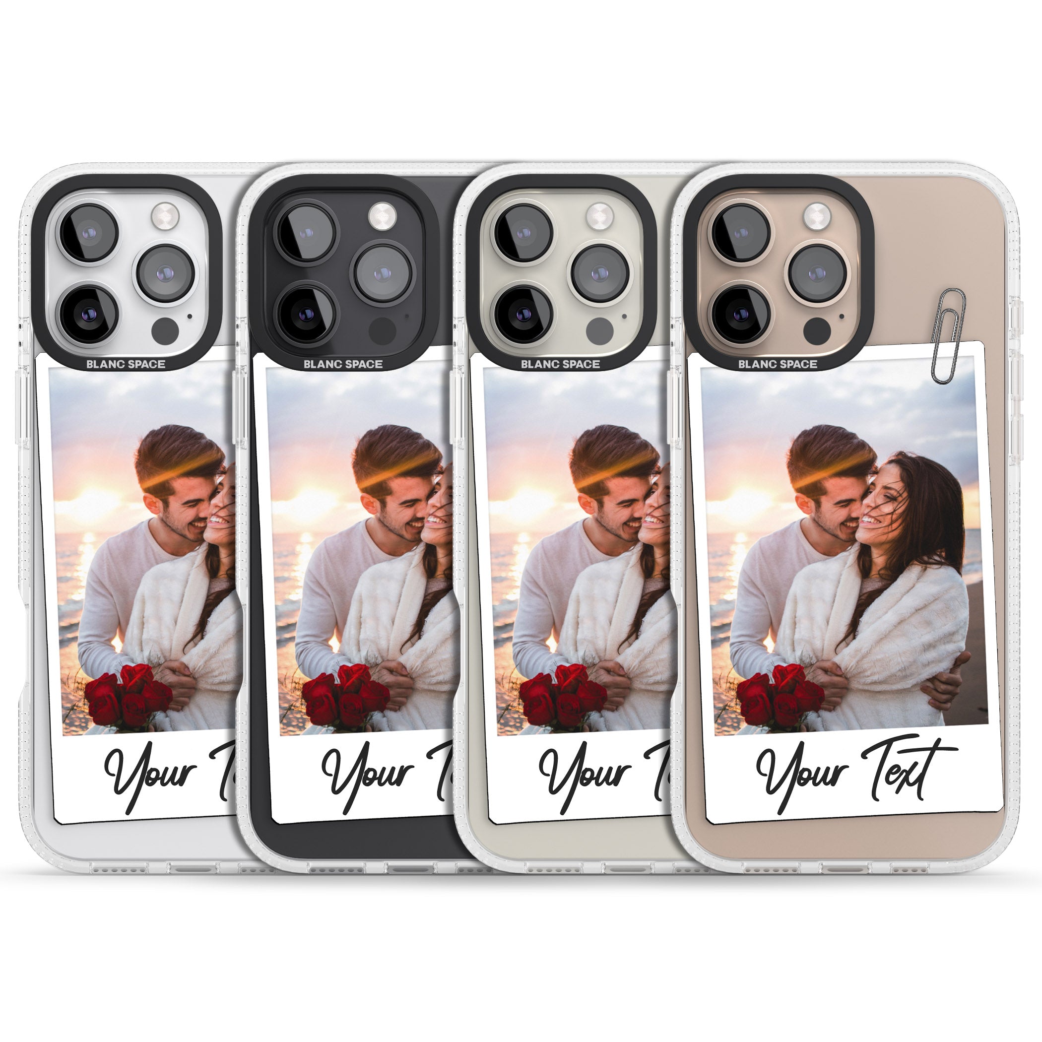 Personalised Instant Camera Photo iPhone 16 Pro Max / 16 Pro Clear Case Impact Air - Blanc Space