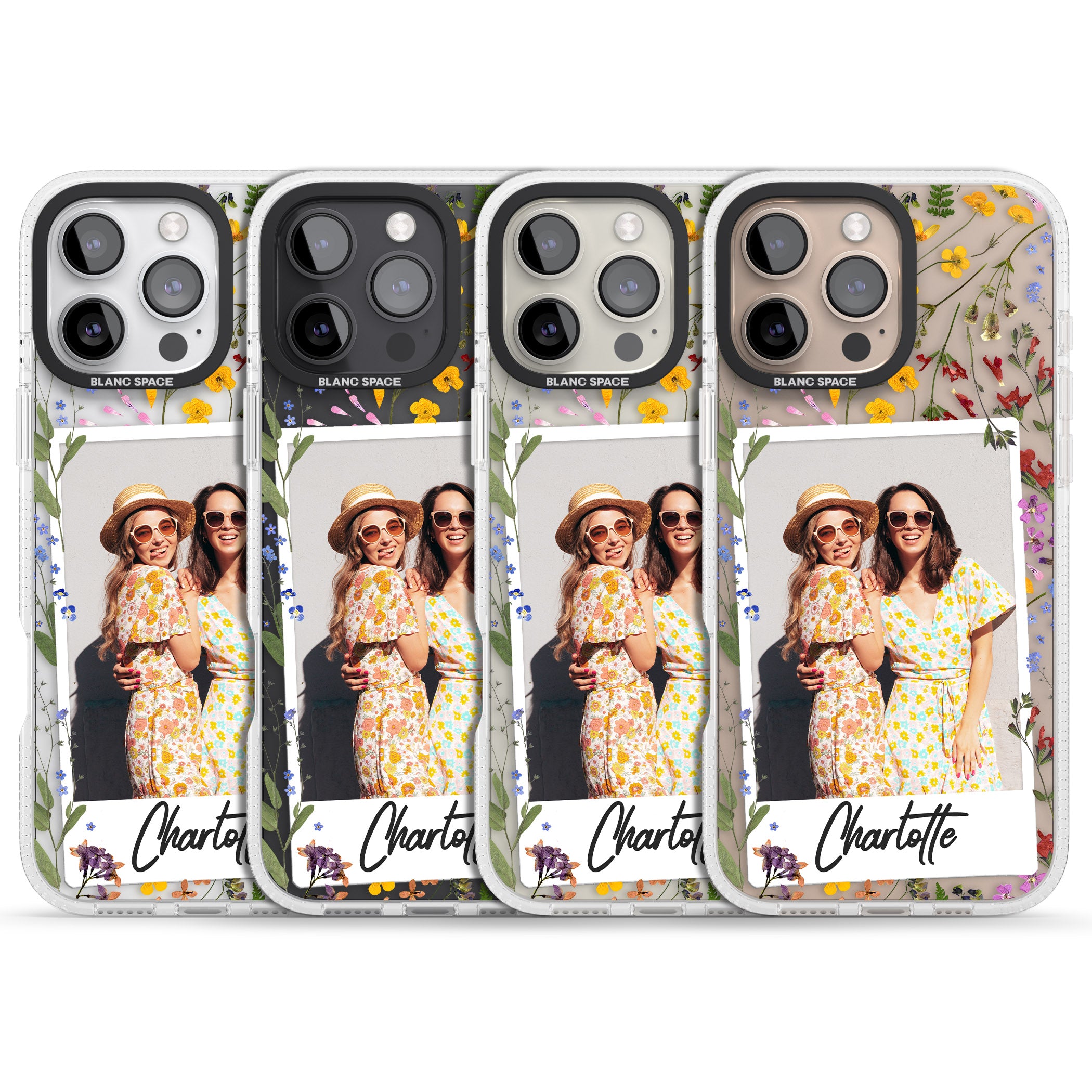 Personalised Wildflower Instant Photo iPhone 16 Pro Max / 16 Pro Clear Case Impact Air - Blanc Space