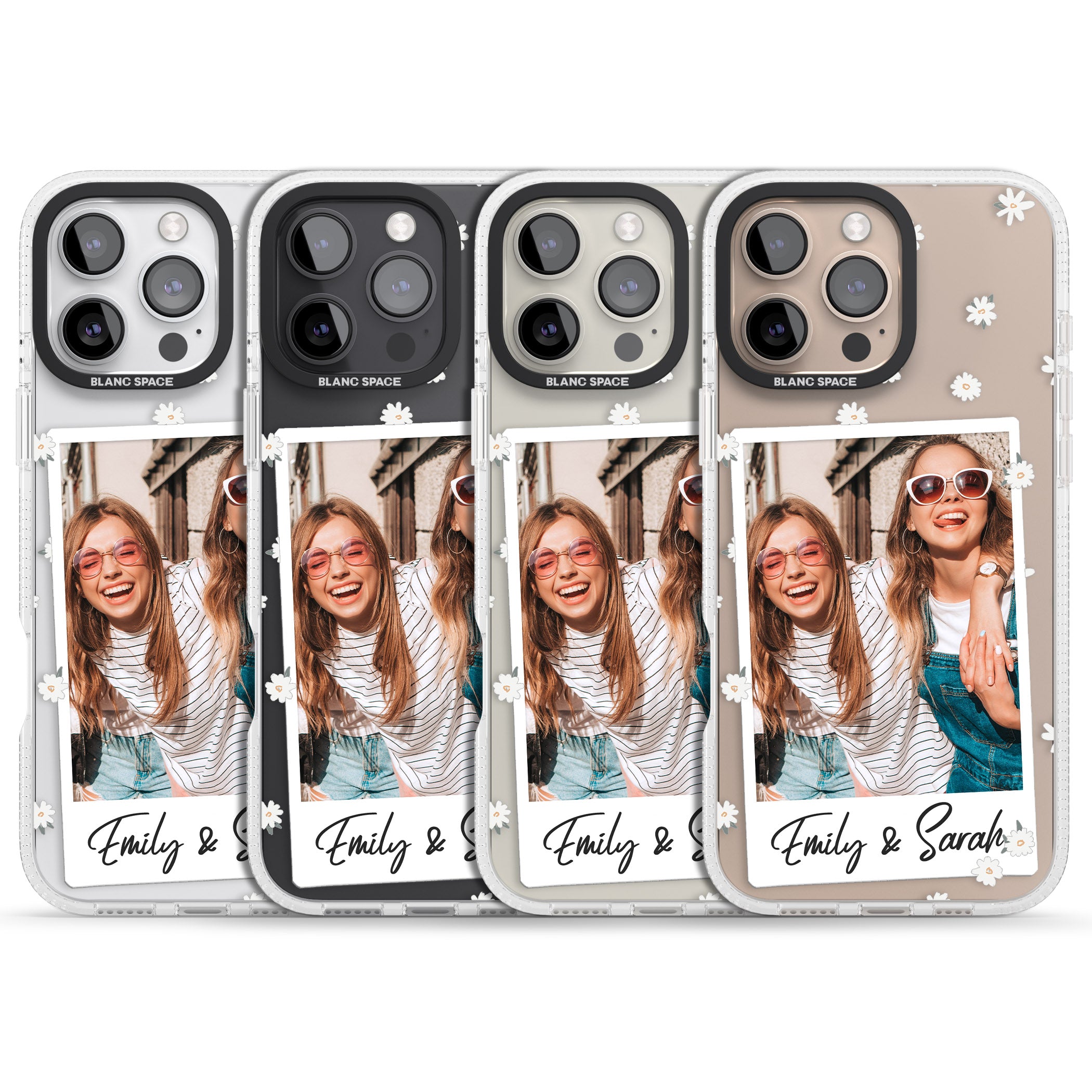 Personalised Daisy Instant Photo iPhone 16 Pro Max / 16 Pro Clear Case Impact Air - Blanc Space