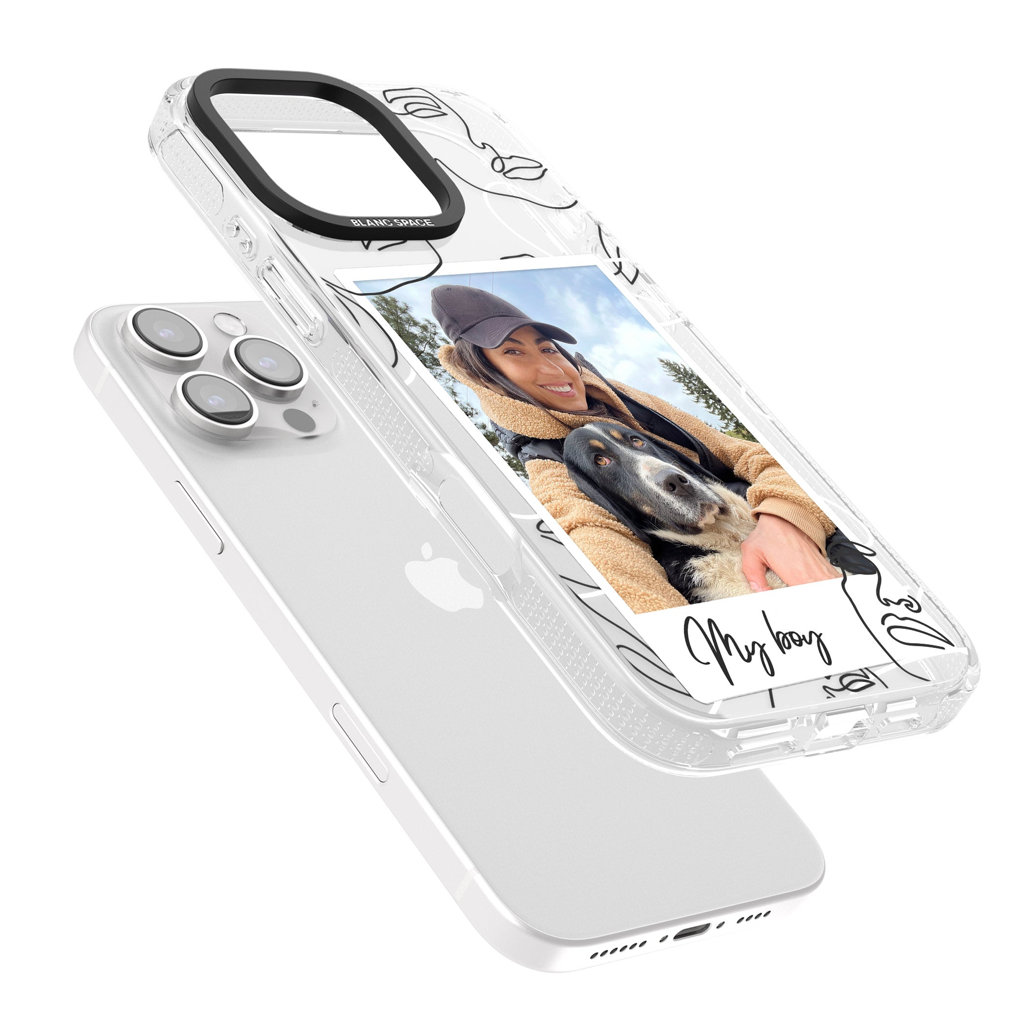 Personalised Abstract Faces Instant Photo iPhone 16 Pro Max / 16 Pro Clear Case Impact Air - Blanc Space