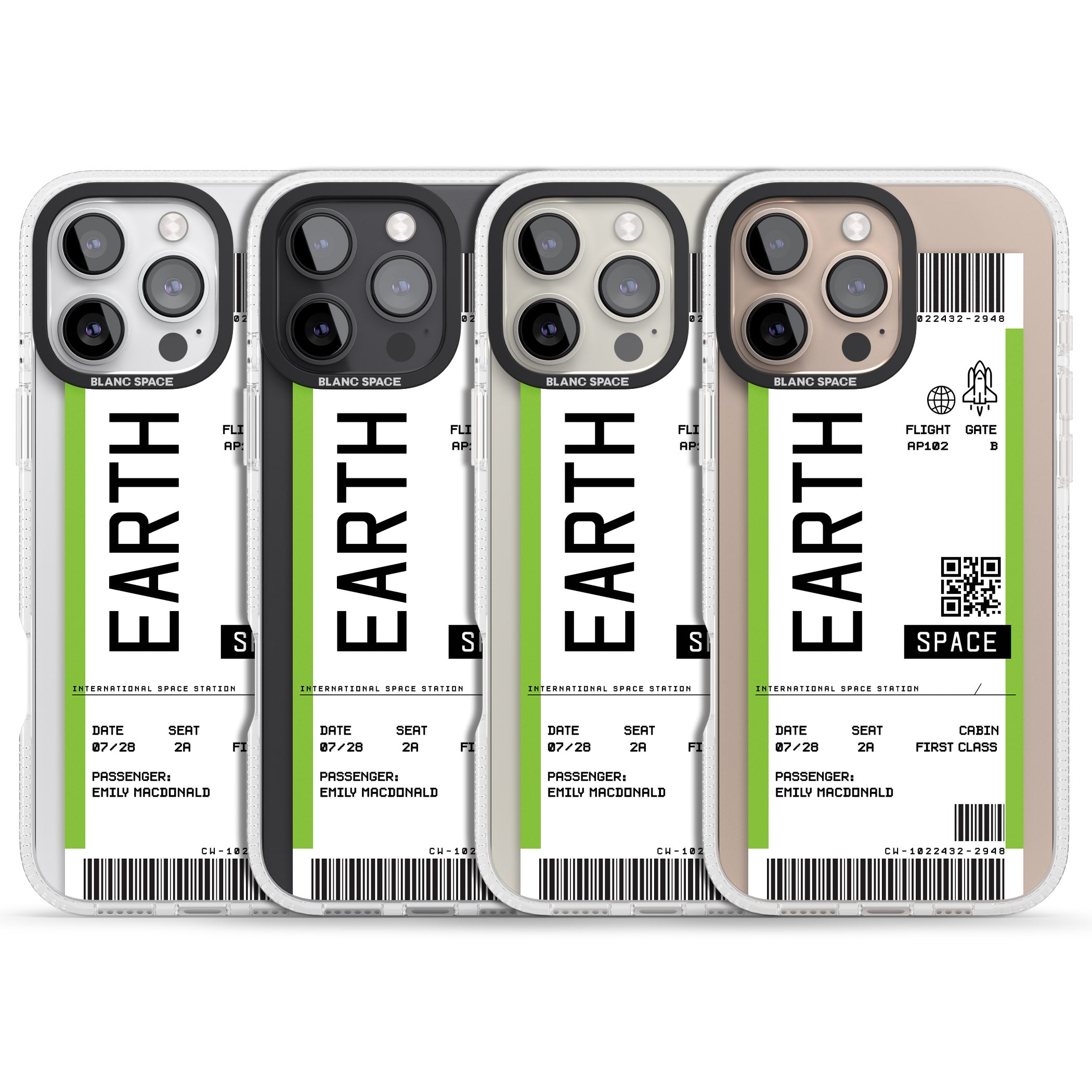 Personalised Earth Space Travel Ticket iPhone 16 Pro Max / 16 Pro Clear Case Impact Air - Blanc Space
