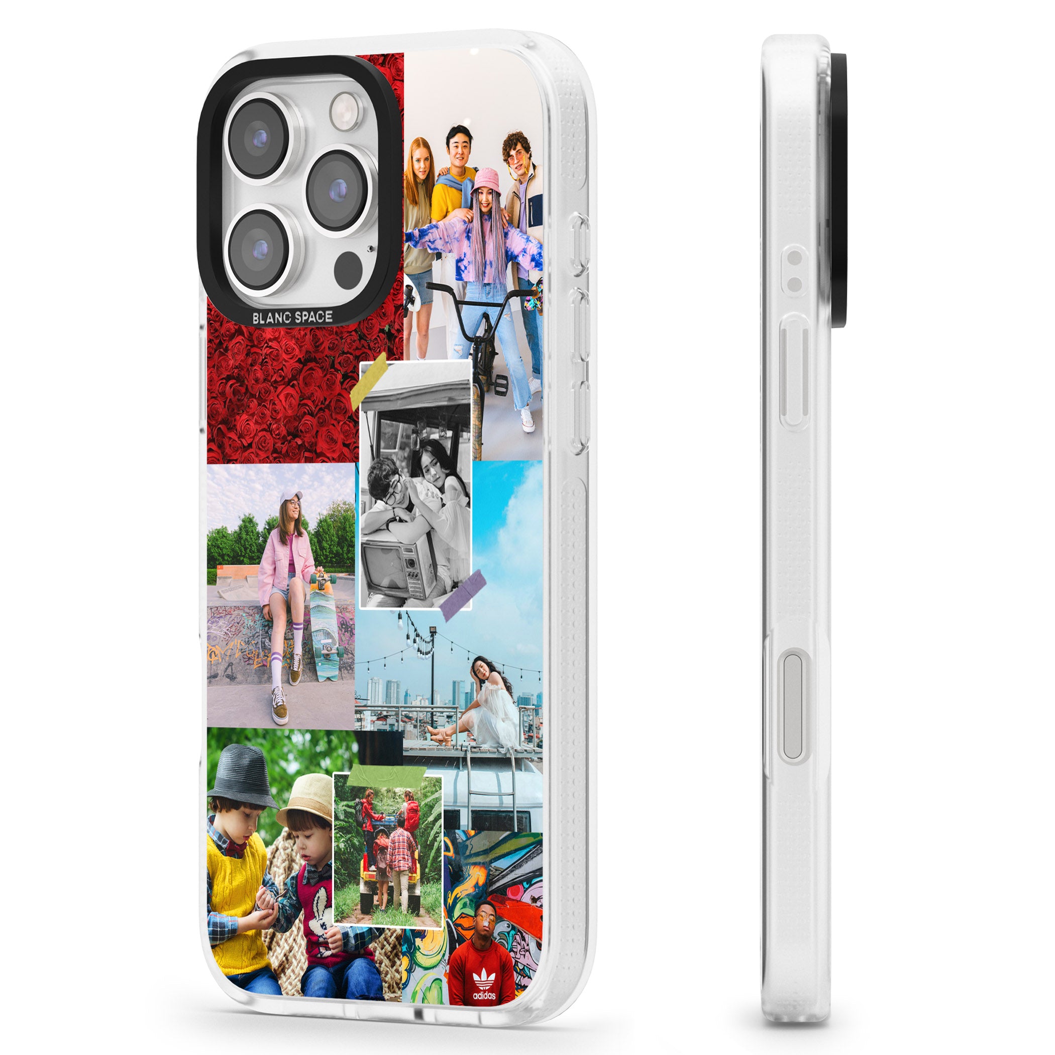 Personalised Photo Collage iPhone 16 Pro Max / 16 Pro Clear Case Impact Air - Blanc Space