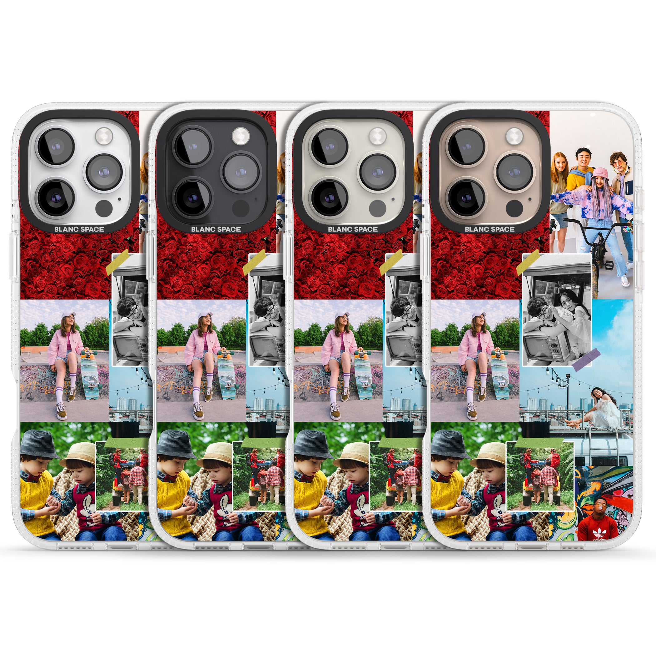 Personalised Photo Collage iPhone 16 Pro Max / 16 Pro Clear Case Impact Air - Blanc Space