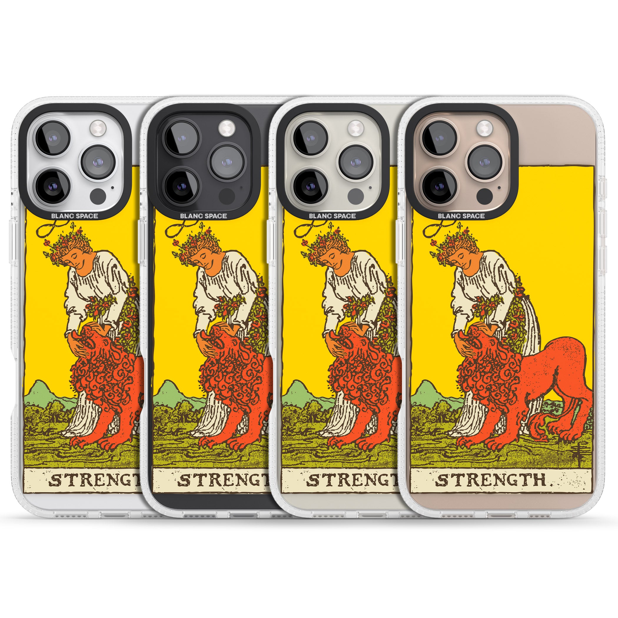 Personalised Strength Tarot Card - Colour iPhone 16 Pro Max / 16 Pro Clear Case Impact Air - Blanc Space