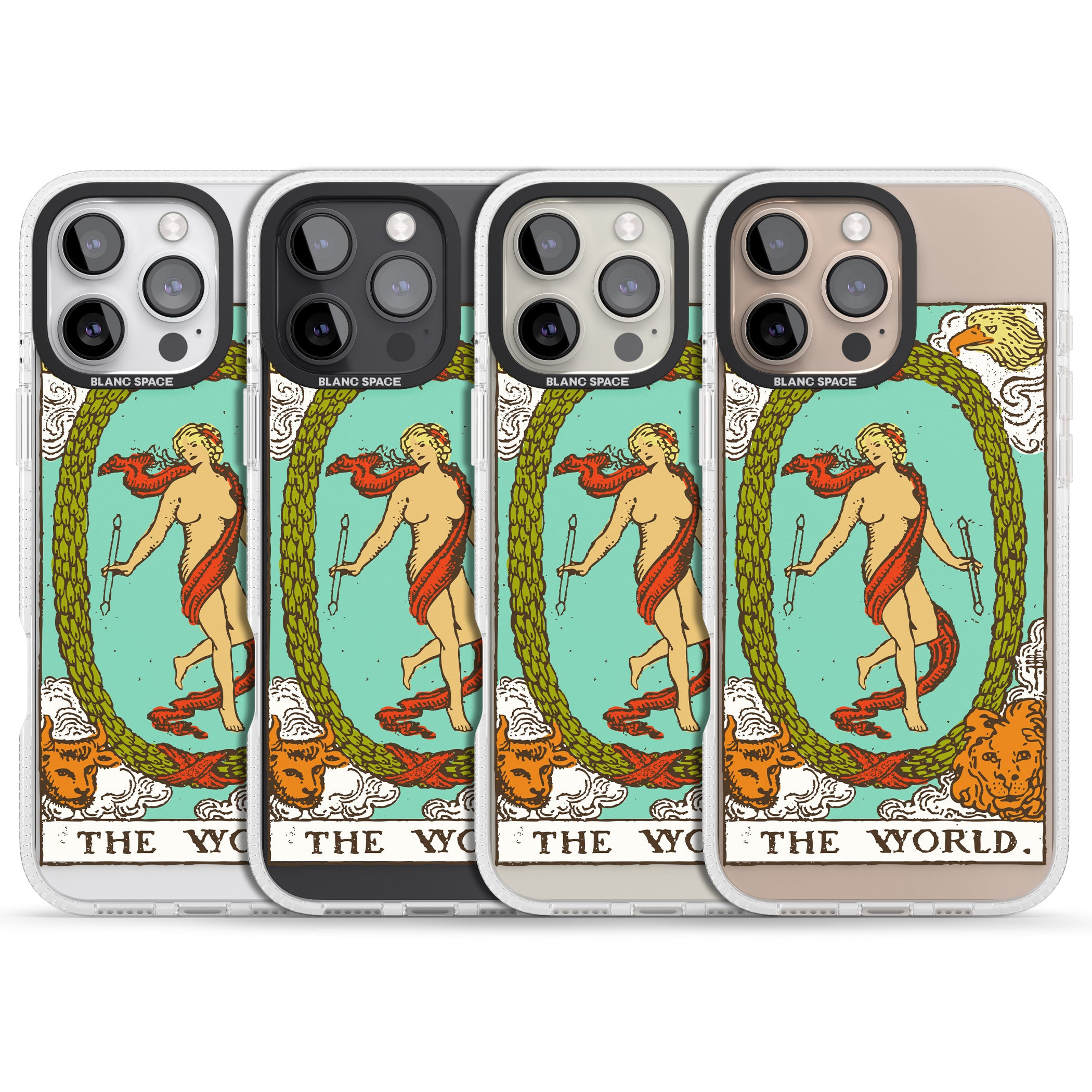Personalised The World Tarot Card - Colour iPhone 16 Pro Max / 16 Pro Clear Case Impact Air - Blanc Space