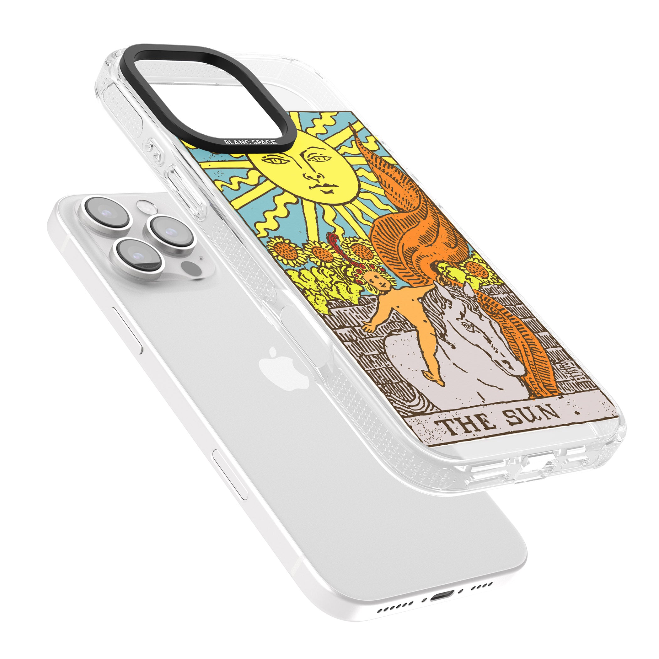 Personalised The Sun Tarot Card - Colour iPhone 16 Pro Max / 16 Pro Clear Case Impact Air - Blanc Space