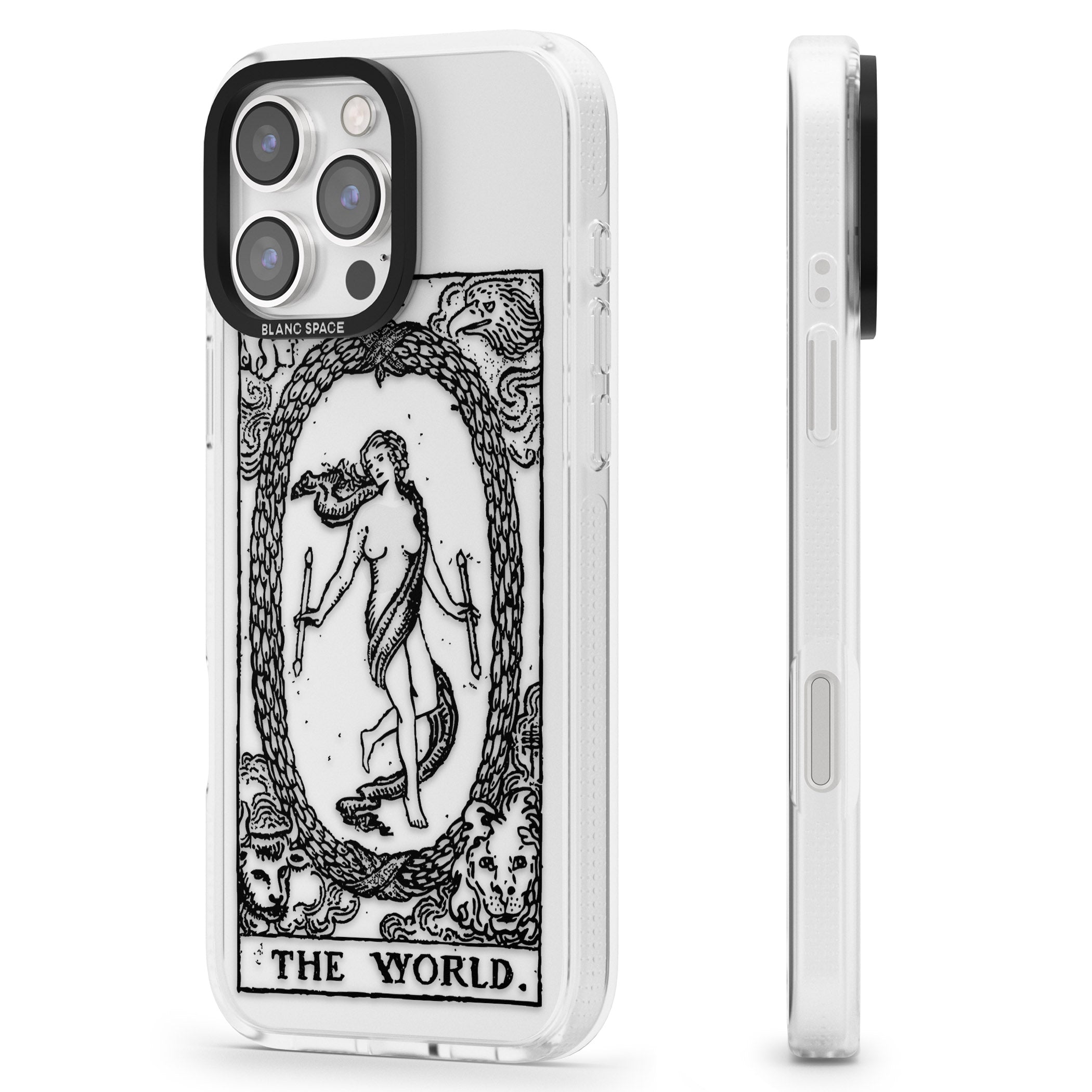 Personalised The World Tarot Card - Transparent iPhone 16 Pro Max / 16 Pro Clear Case Impact Air - Blanc Space