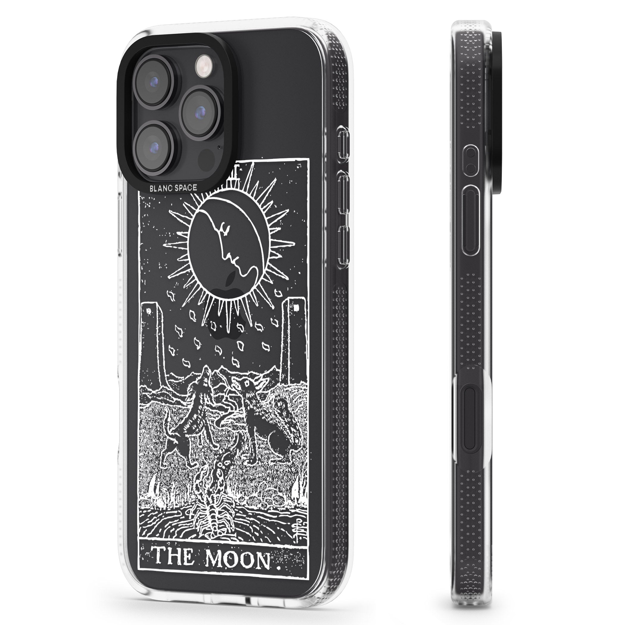 Personalised The Moon Tarot Card - White Transparent iPhone 16 Pro Max / 16 Pro Clear Case Impact Air - Blanc Space