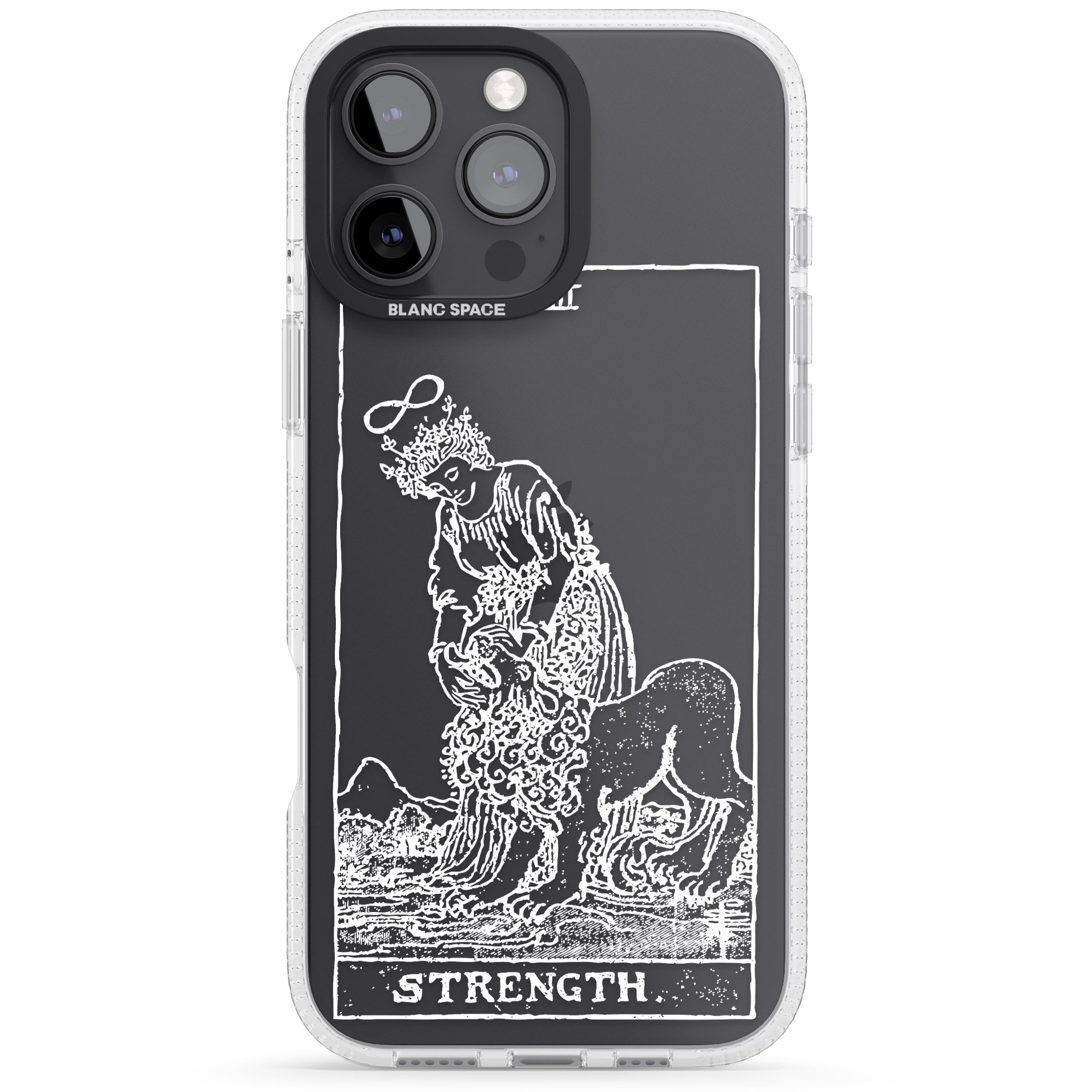 Personalised Strength Tarot Card - White Transparent iPhone 16 Pro Max / 16 Pro Clear Case Impact Air - Blanc Space