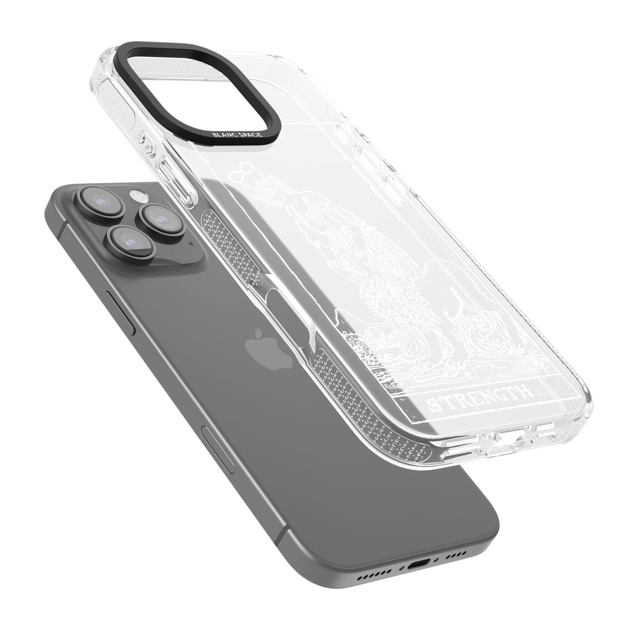 Personalised Strength Tarot Card - White Transparent iPhone 16 Pro Max / 16 Pro Clear Case Impact Air - Blanc Space