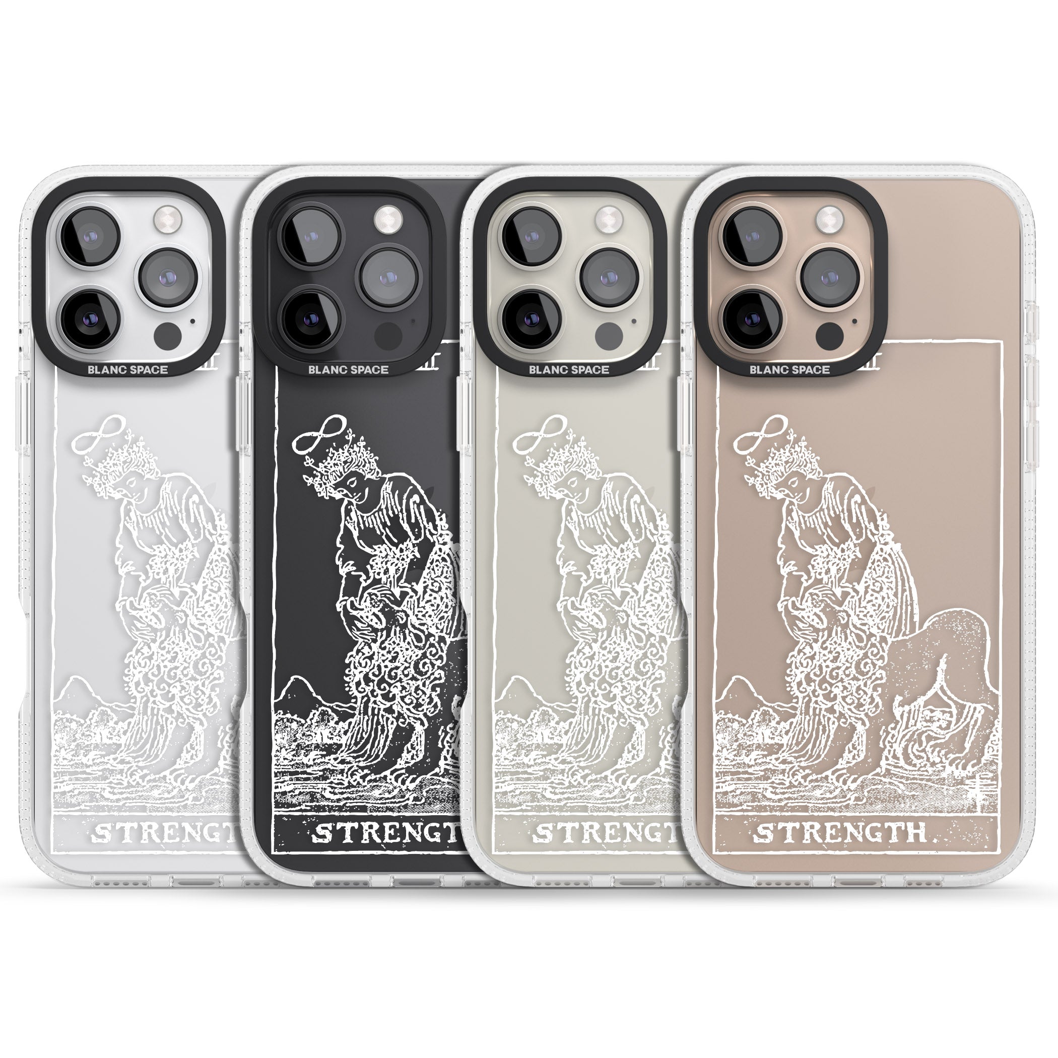 Personalised Strength Tarot Card - White Transparent iPhone 16 Pro Max / 16 Pro Clear Case Impact Air - Blanc Space