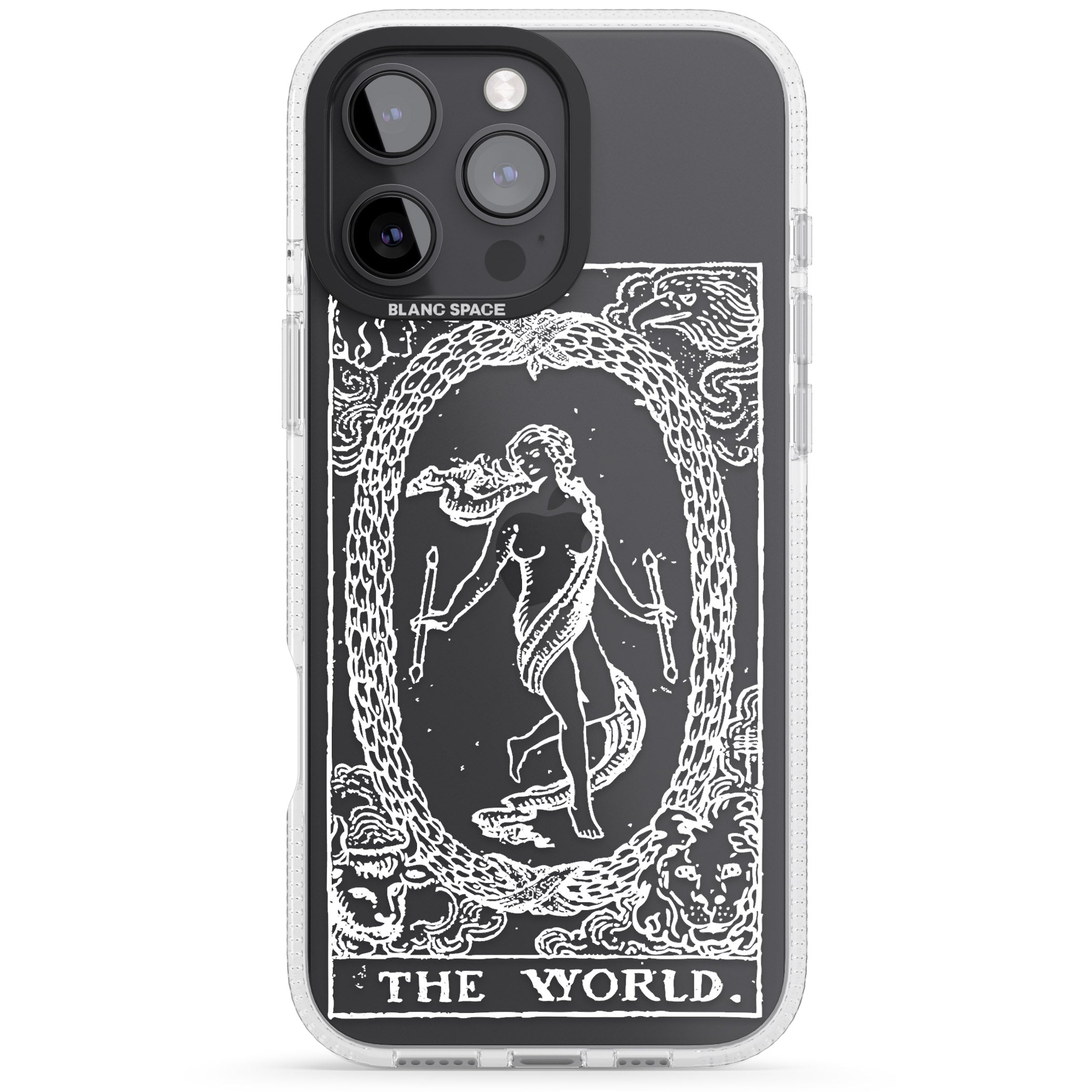 Personalised The World Tarot Card - White Transparent iPhone 16 Pro Max / 16 Pro Clear Case Impact Air - Blanc Space