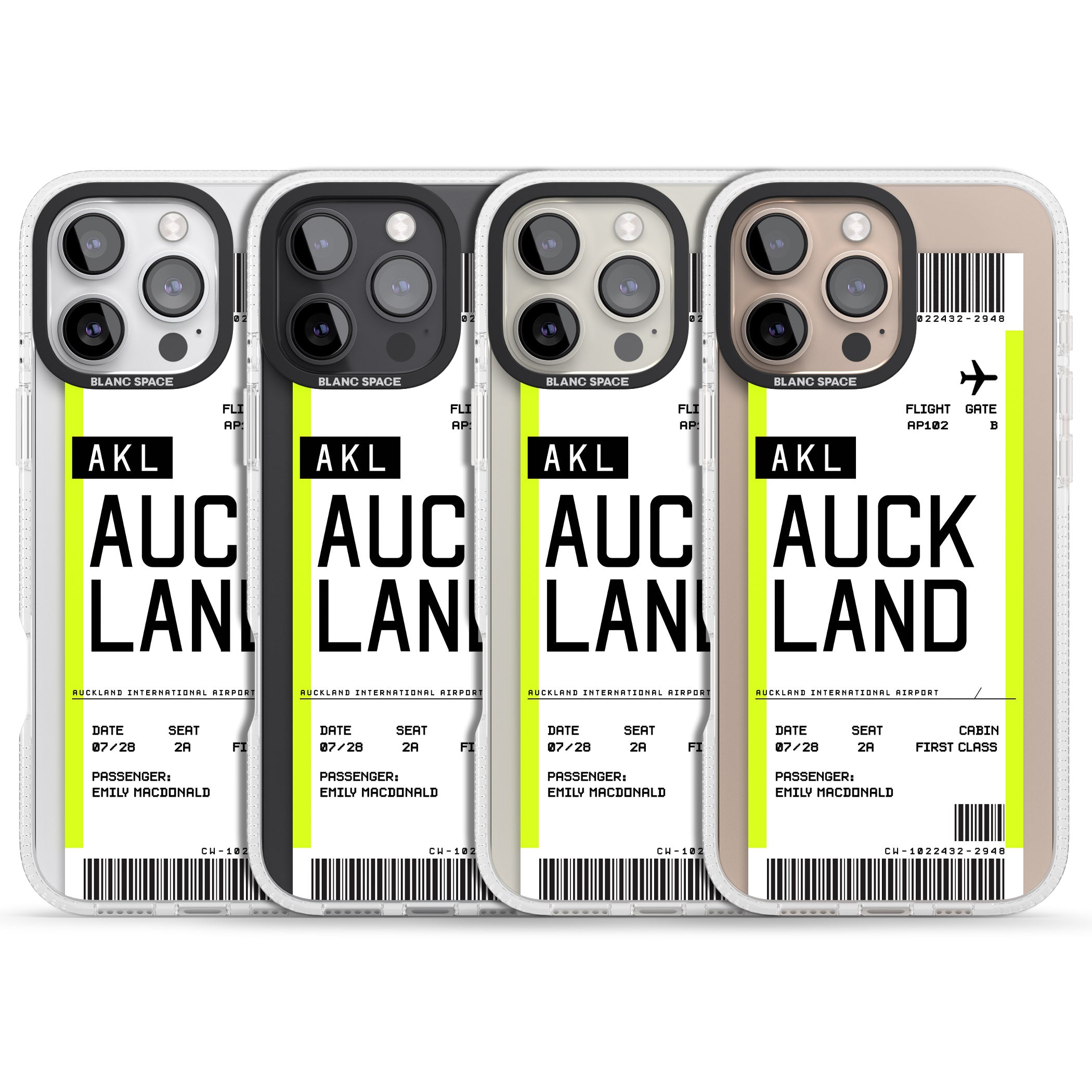 Personalised Auckland Boarding Pass iPhone 16 Pro Max / 16 Pro Clear Case Impact Air - Blanc Space