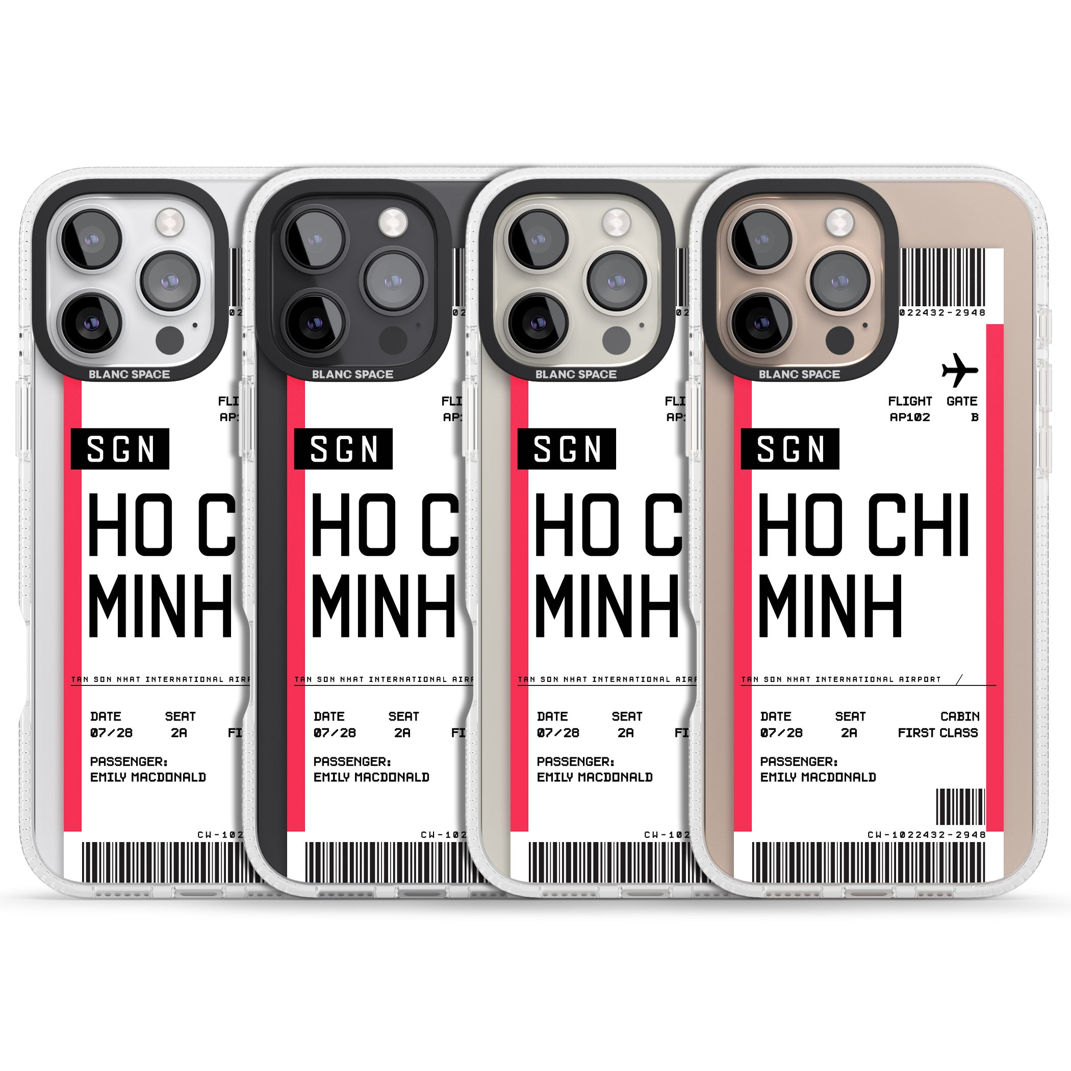 Personalised Ho Chi Minh City Boarding Pass iPhone 16 Pro Max / 16 Pro Clear Case Impact Air - Blanc Space