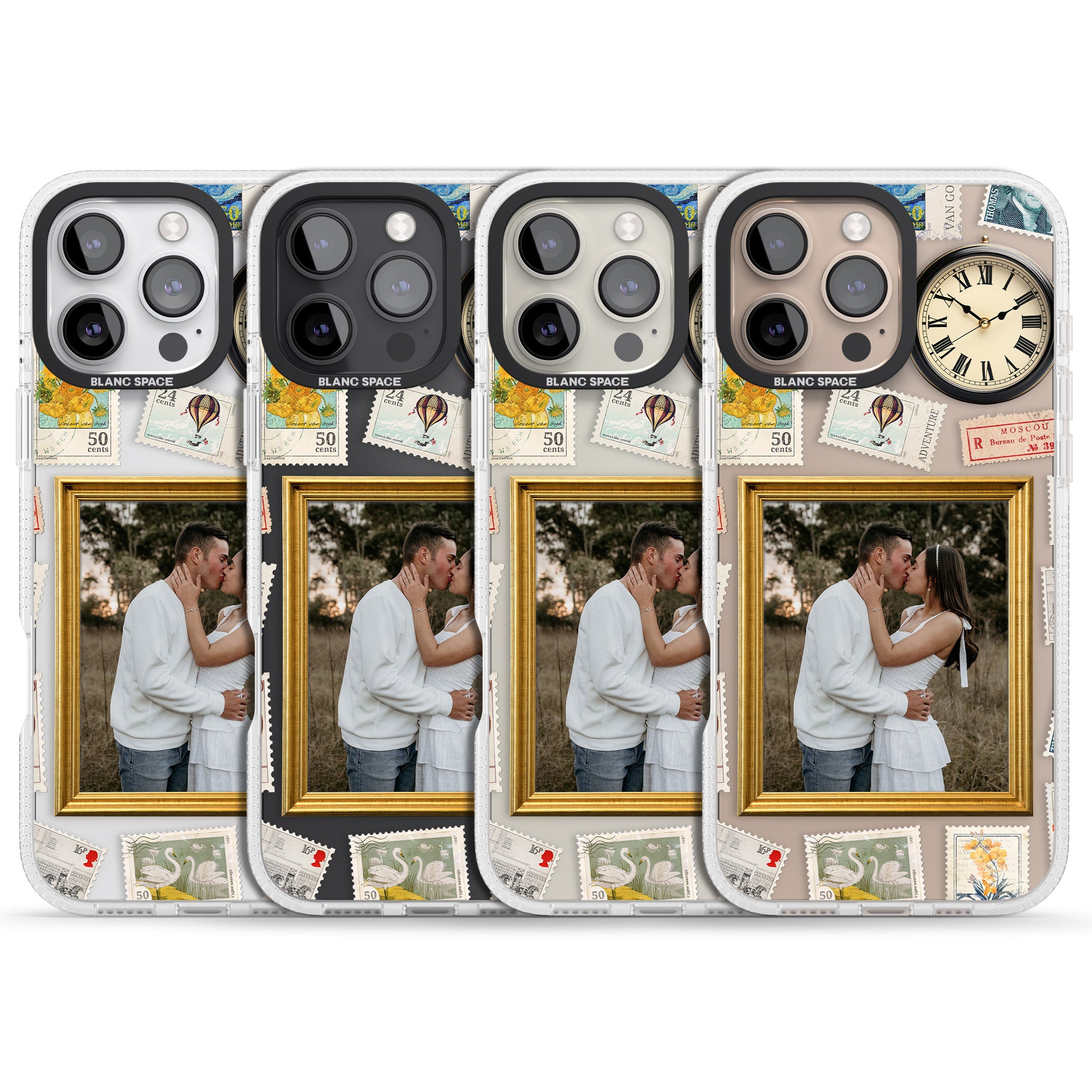 Personalised Vintage Photo Frame Collage iPhone 16 Pro Max / 16 Pro Clear Case Impact Air - Blanc Space