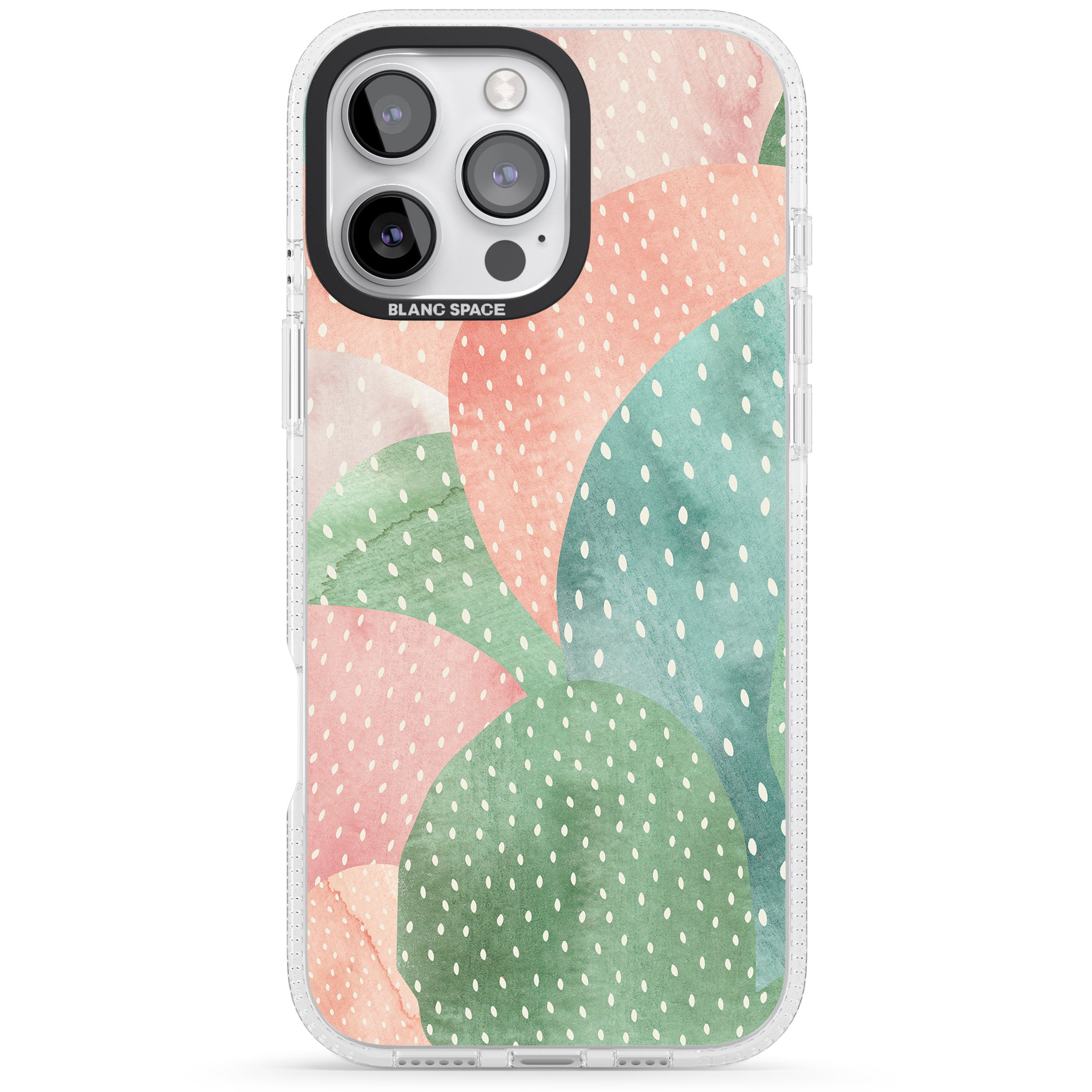 Colourful Close-Up Cacti Design iPhone 16 Pro Max / 16 Pro Clear Case Impact Air - Blanc Space