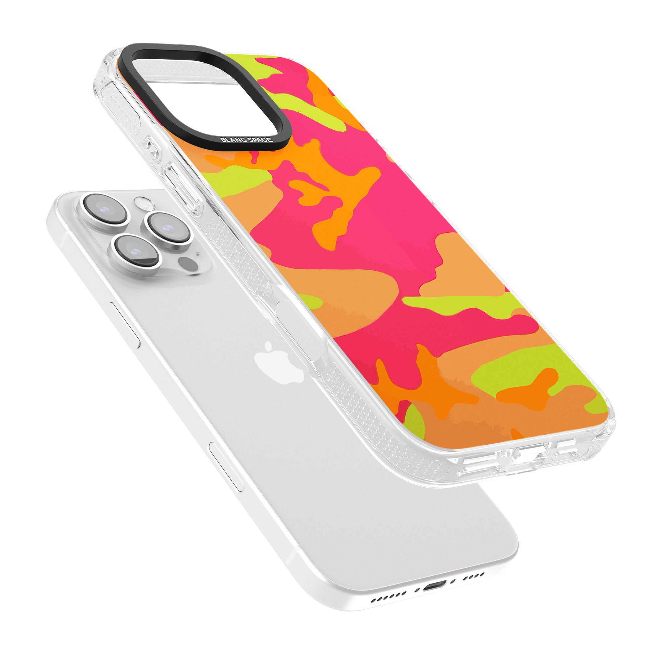 Neon Camo iPhone 16 Pro Max / 16 Pro Clear Case Impact Air - Blanc Space