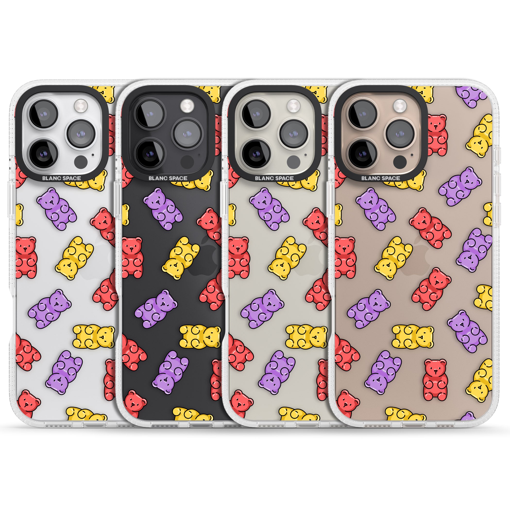 Gummy Bear Pattern iPhone 16 Pro Max / 16 Pro Clear Case Impact Air - Blanc Space