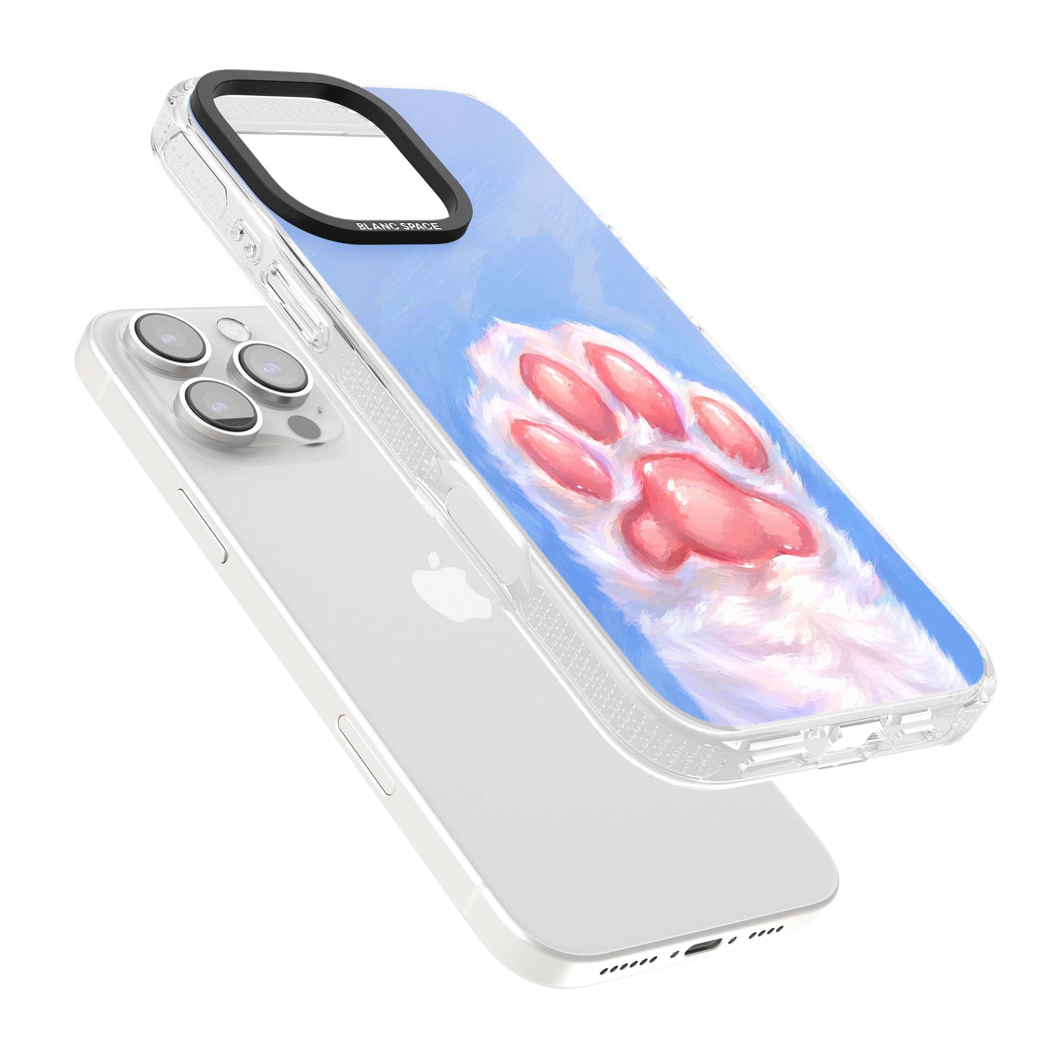 Soft White Paw cute iPhone case | Clear Case Impact Air case for iPhone 16 Pro, iPhone 16 Pro Max