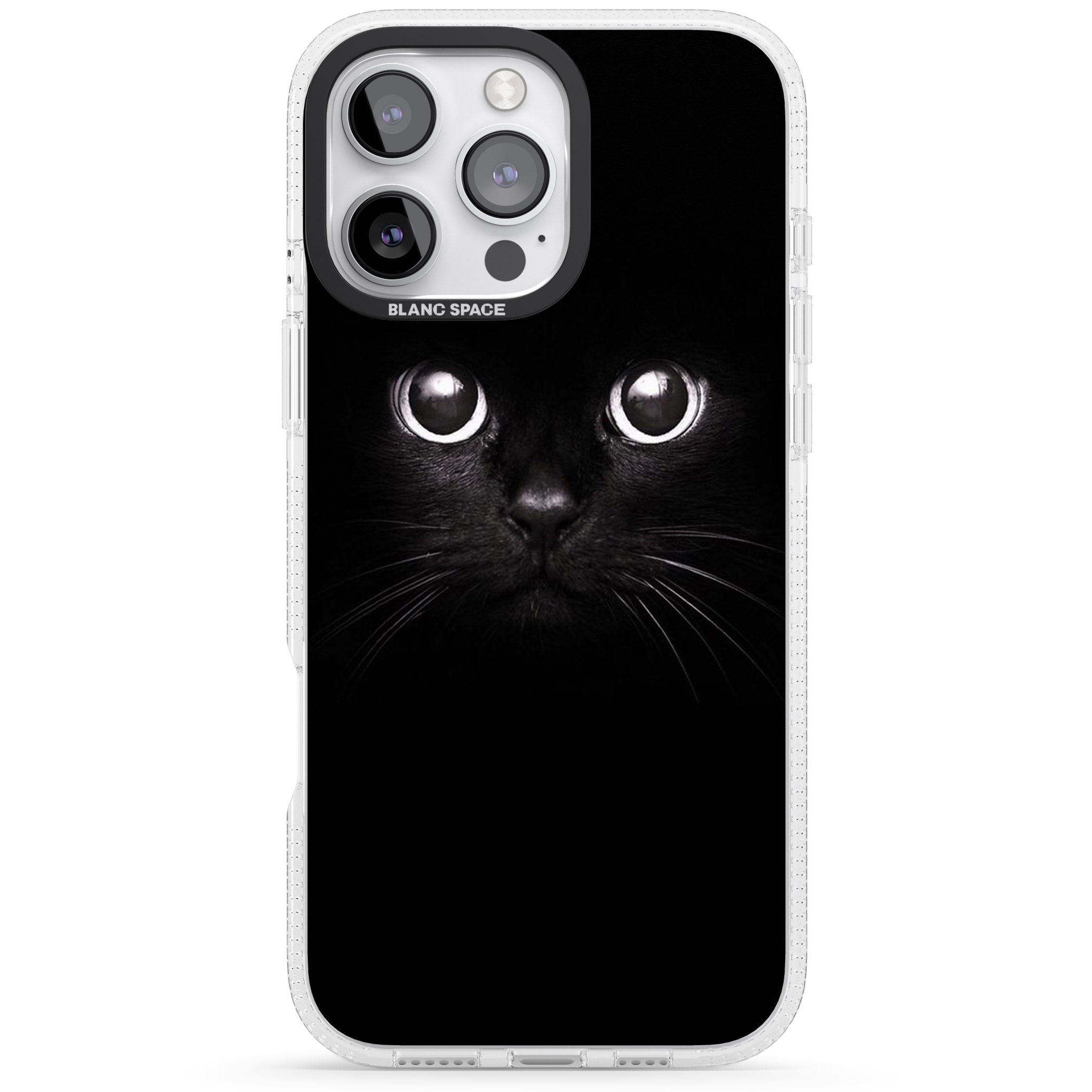 Black Cat iPhone 16 Pro Max / 16 Pro Clear Case Impact Air - Blanc Space