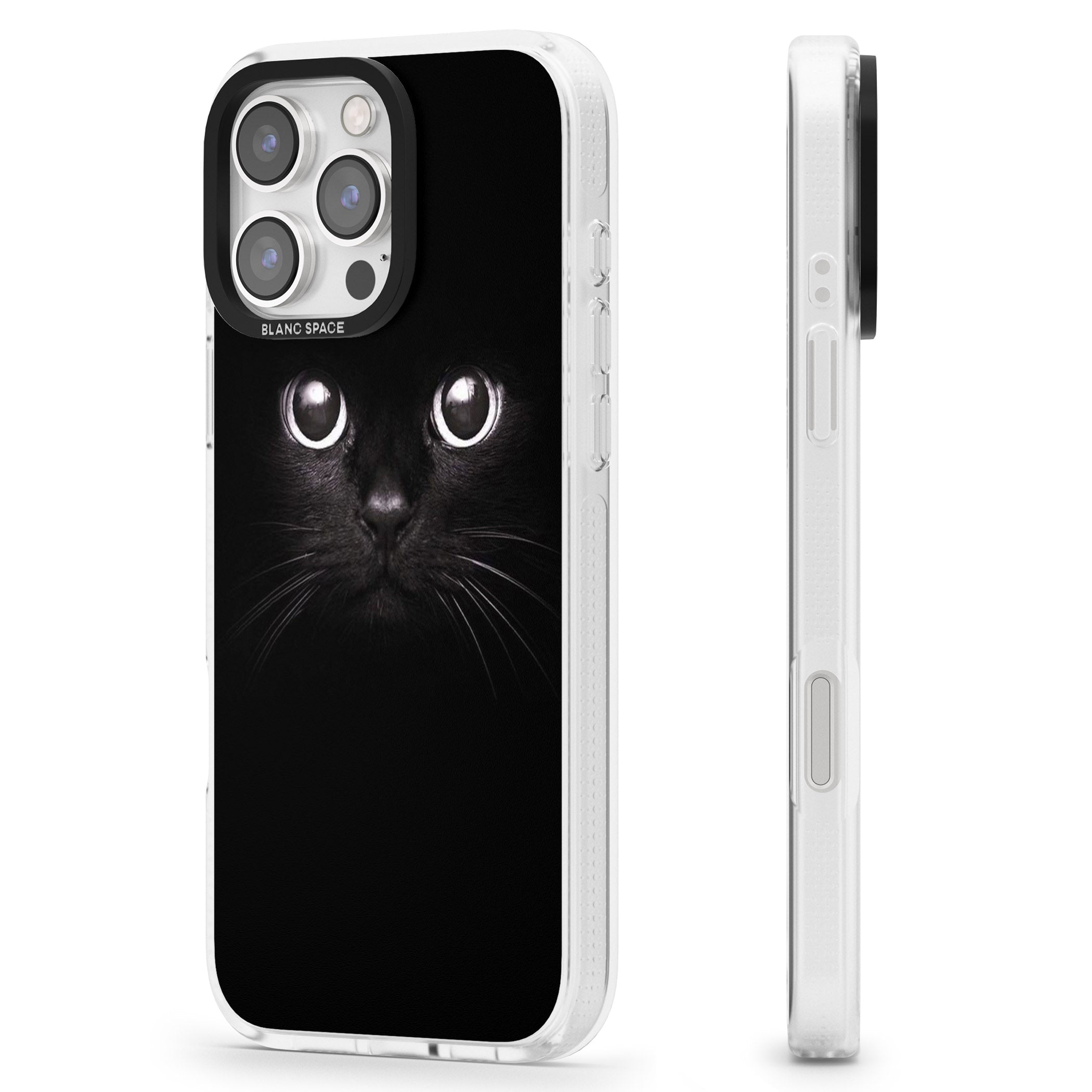 Black Cat iPhone 16 Pro Max / 16 Pro Clear Case Impact Air - Blanc Space