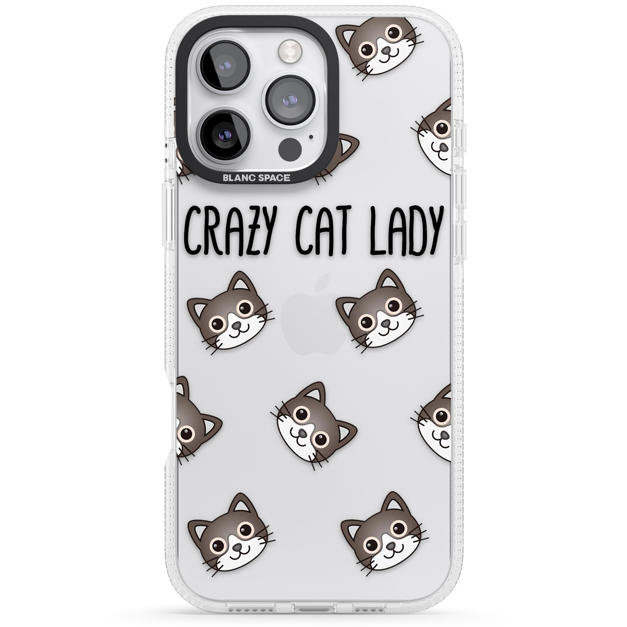 Crazy Cat Lady iPhone 16 Pro Max / 16 Pro Clear Case Impact Air - Blanc Space