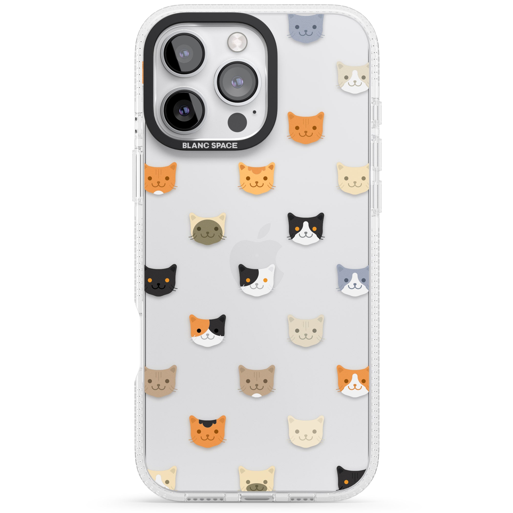 Cute Cat Face Transparent iPhone 16 Pro Max / 16 Pro Clear Case Impact Air - Blanc Space