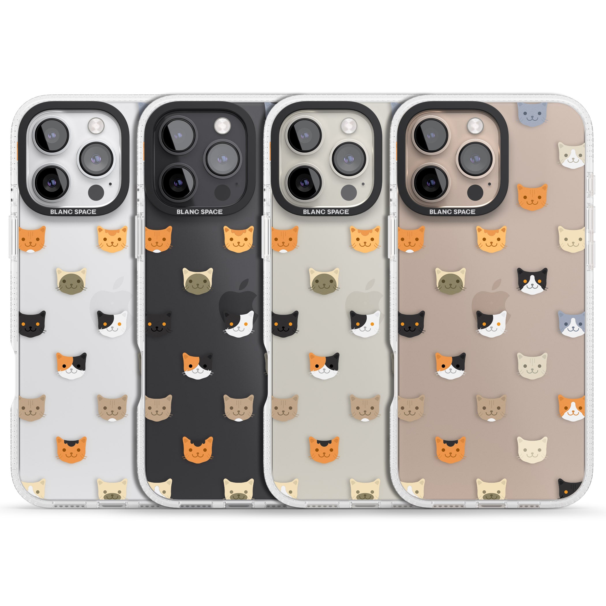 Cute Cat Face Transparent iPhone 16 Pro Max / 16 Pro Clear Case Impact Air - Blanc Space