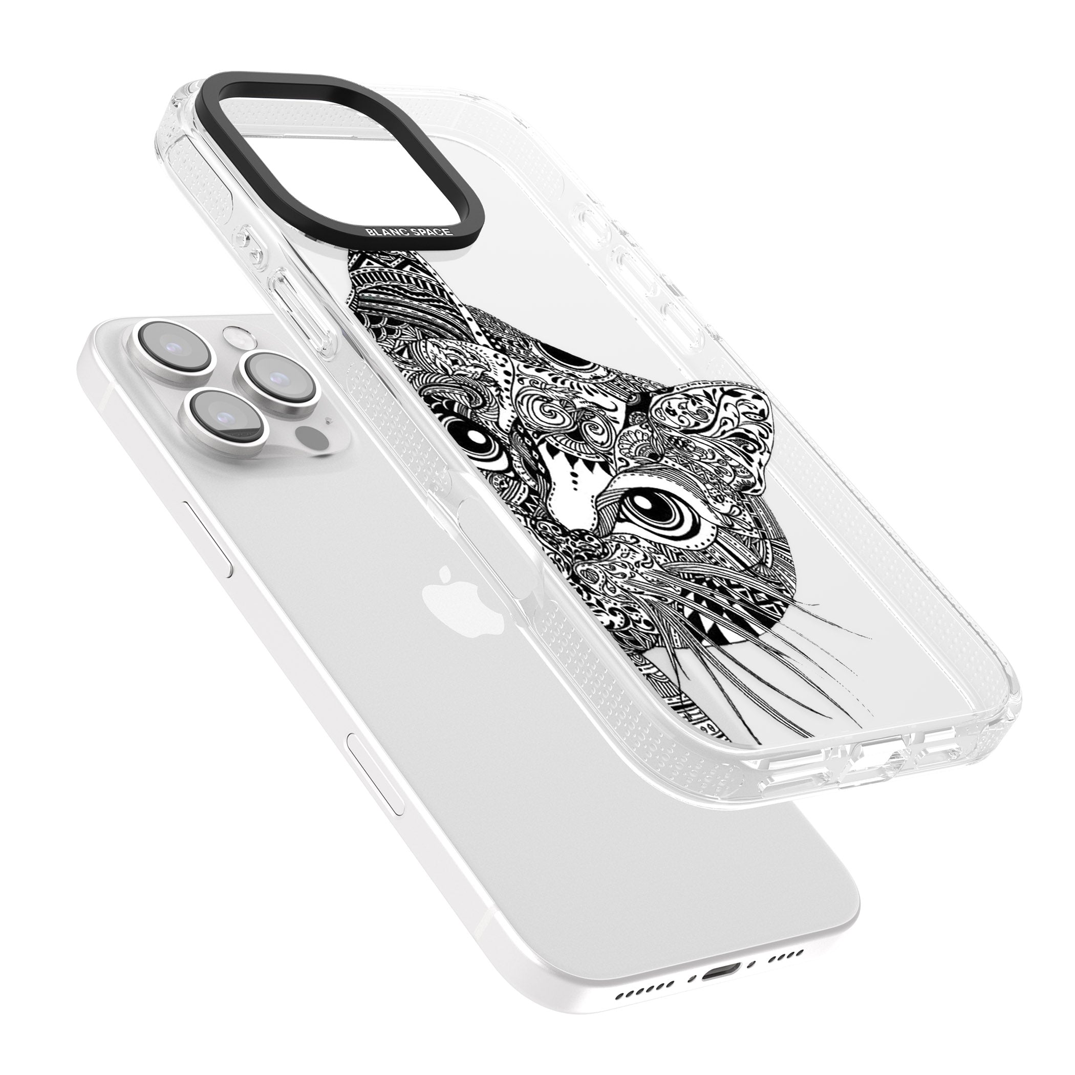 Henna Cat iPhone 16 Pro Max / 16 Pro Clear Case Impact Air - Blanc Space