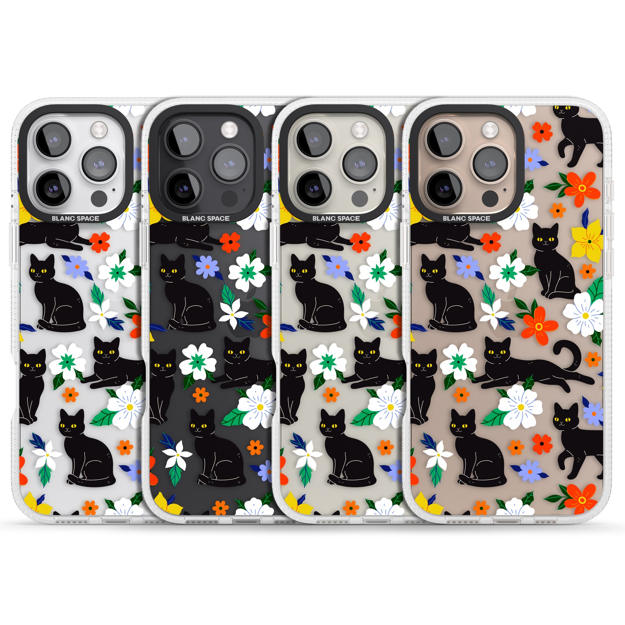 Cats & Flowers iPhone 16 Pro Max / 16 Pro Clear Case Impact Air - Blanc Space
