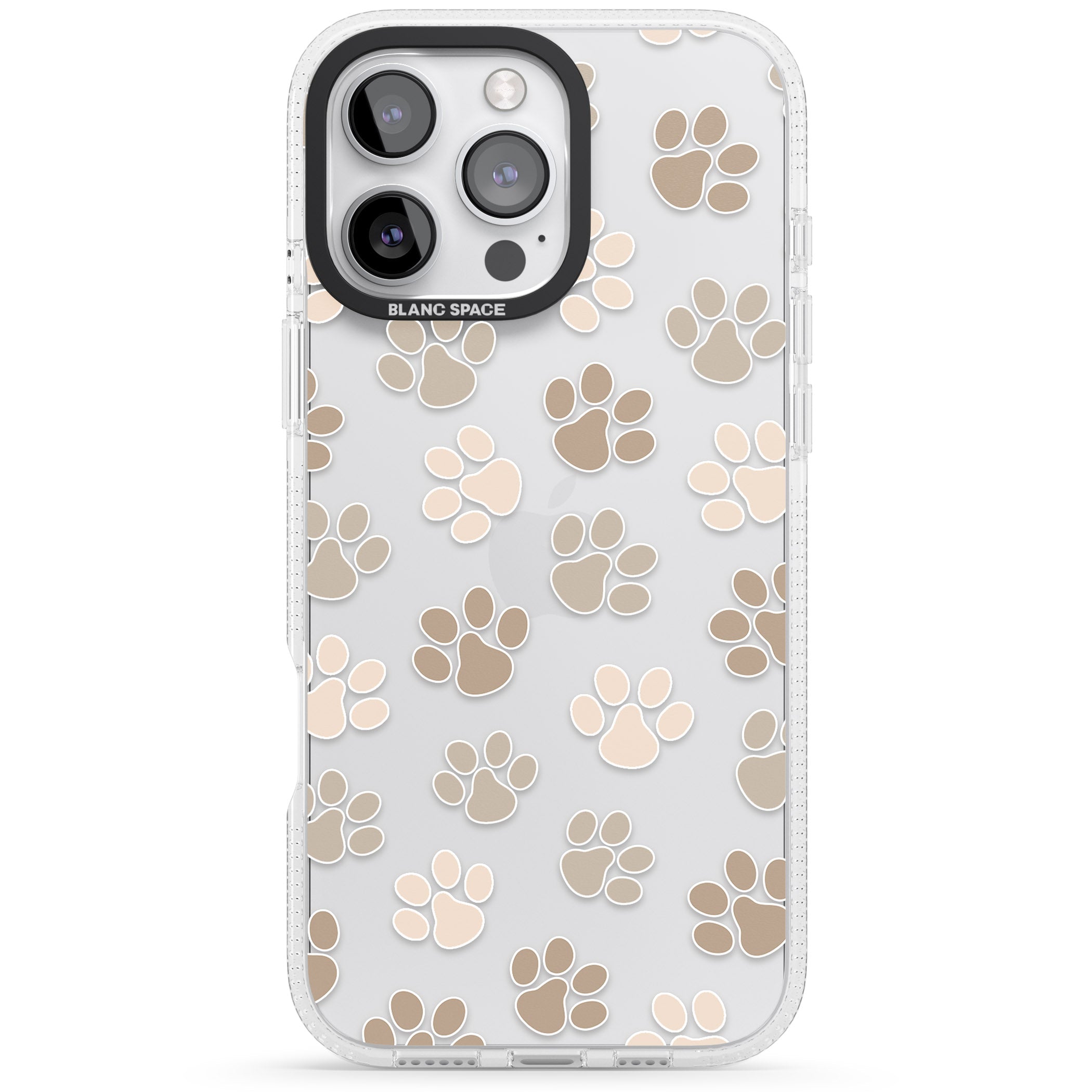 Paw Prints iPhone 16 Pro Max / 16 Pro Clear Case Impact Air - Blanc Space