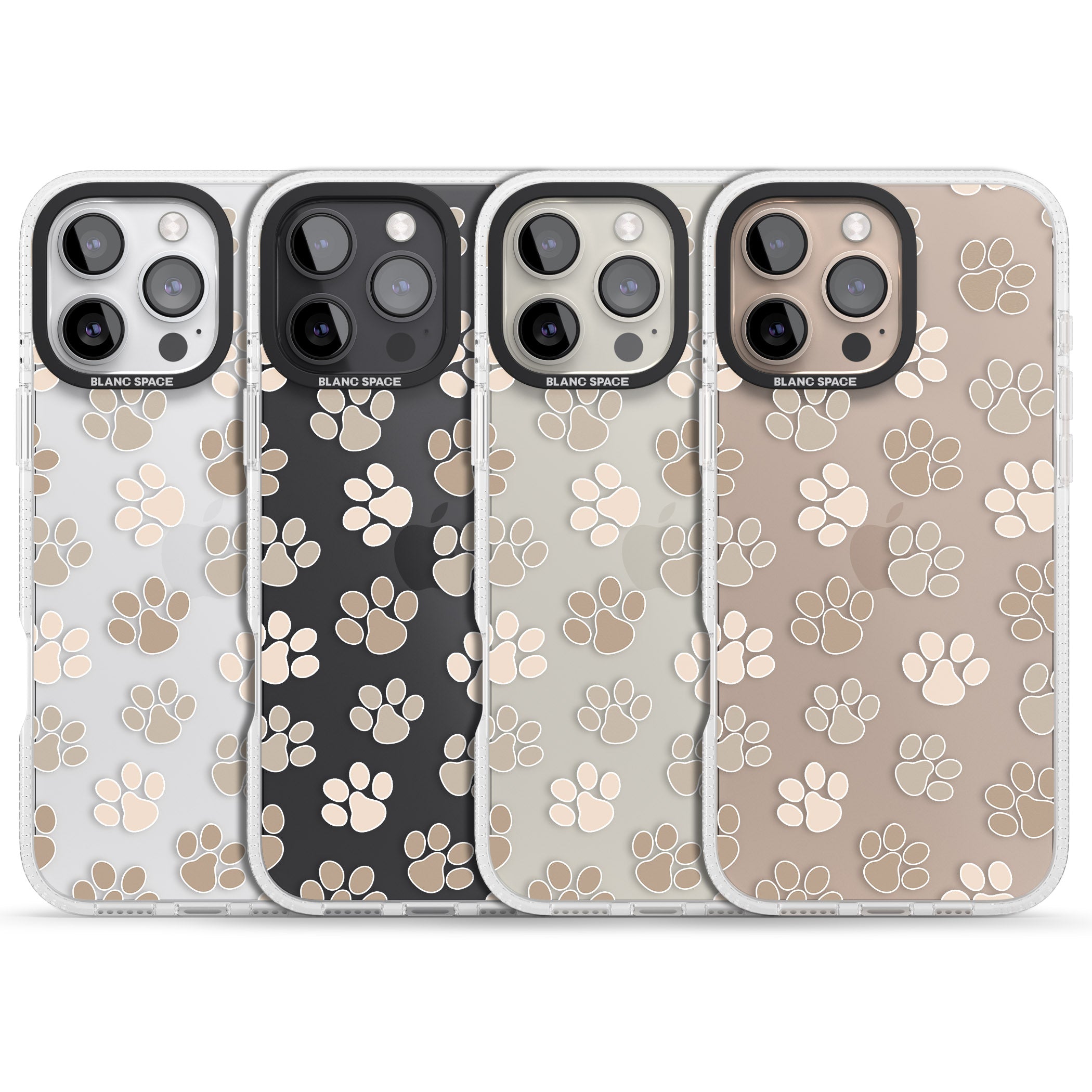 Paw Prints iPhone 16 Pro Max / 16 Pro Clear Case Impact Air - Blanc Space