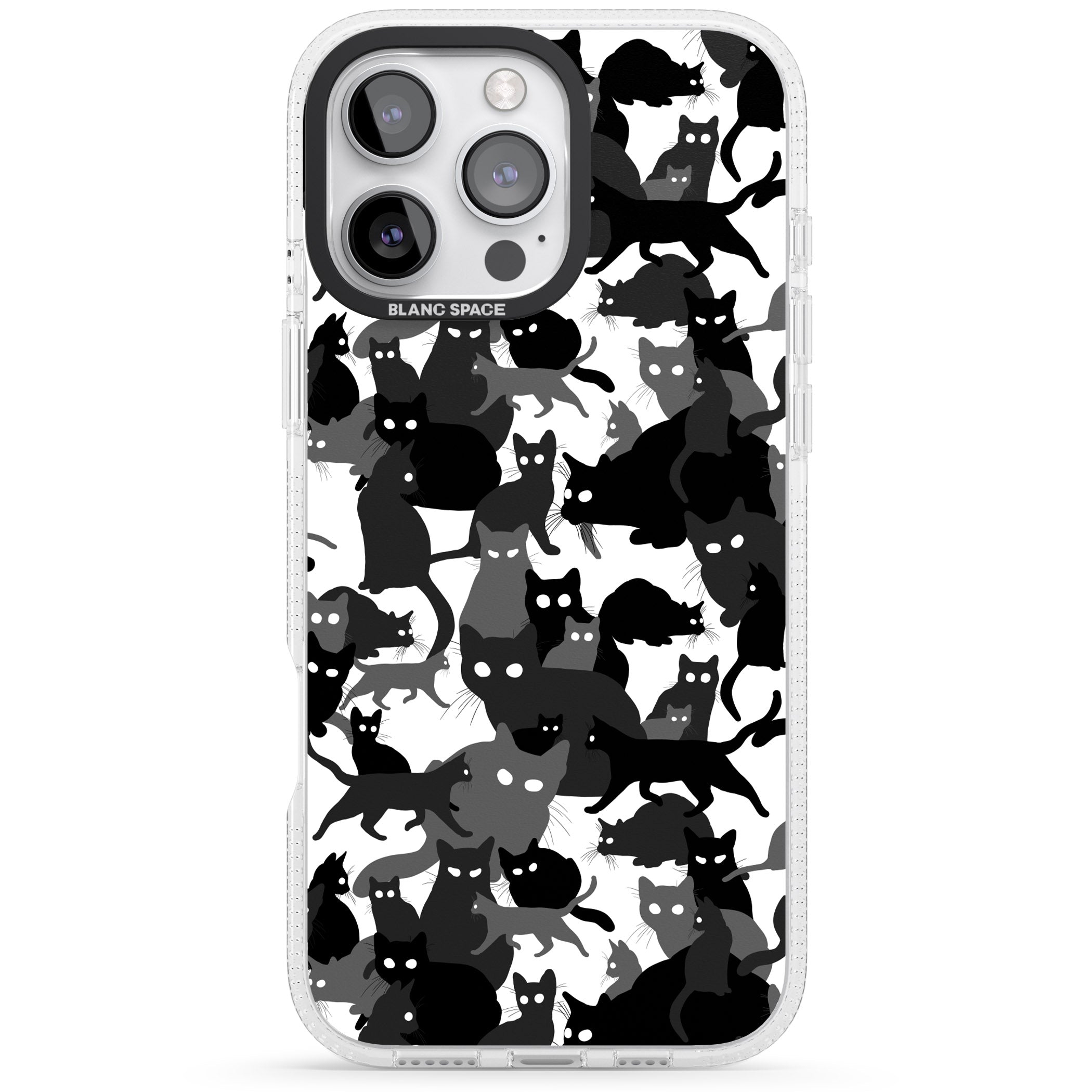Black & White Cat Camouflage iPhone 16 Pro Max / 16 Pro Clear Case Impact Air - Blanc Space