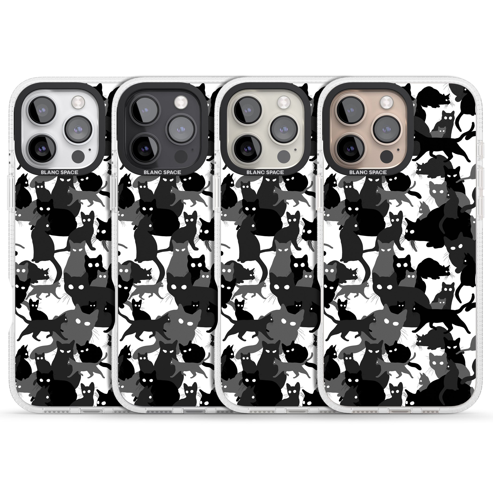 Black & White Cat Camouflage iPhone 16 Pro Max / 16 Pro Clear Case Impact Air - Blanc Space
