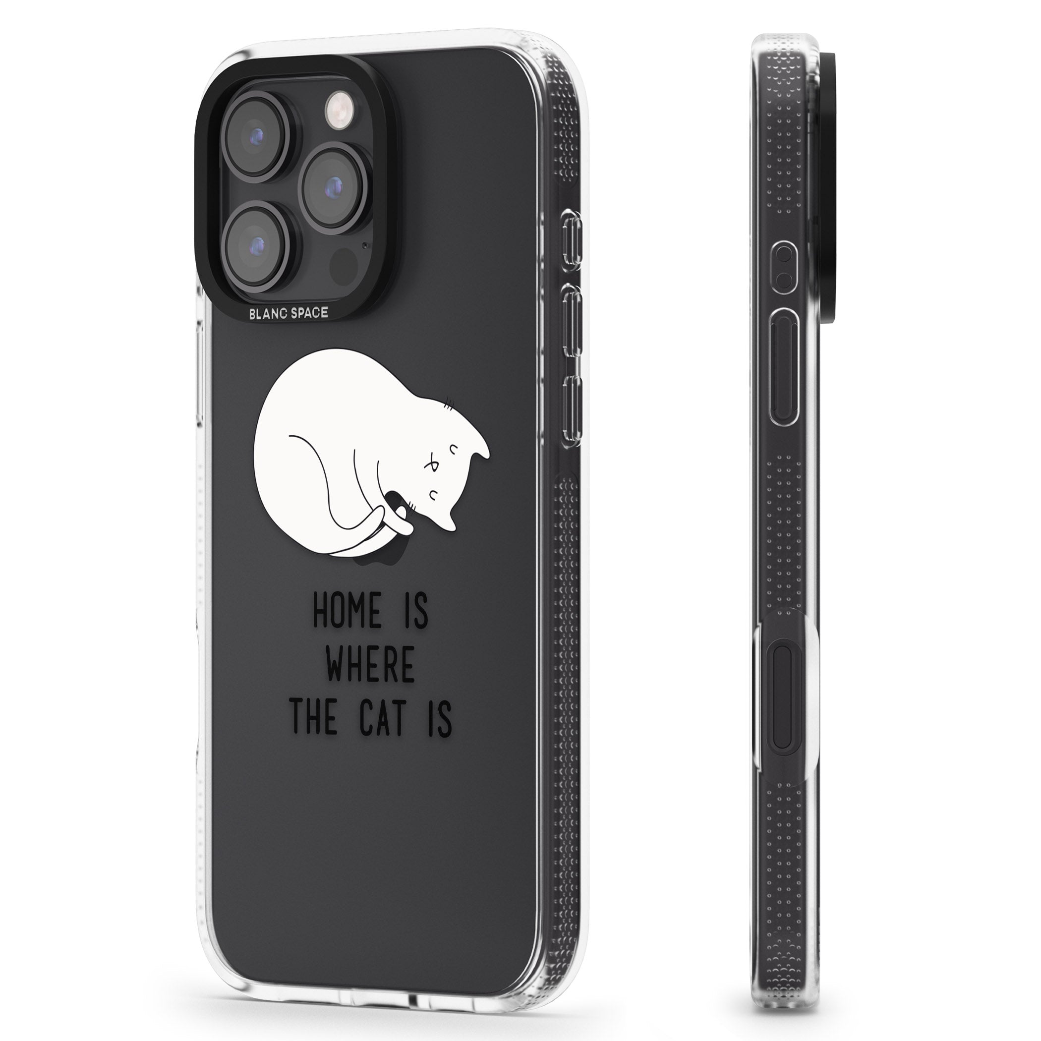 Home Is Where the Cat is iPhone 16 Pro Max / 16 Pro Clear Case Impact Air - Blanc Space